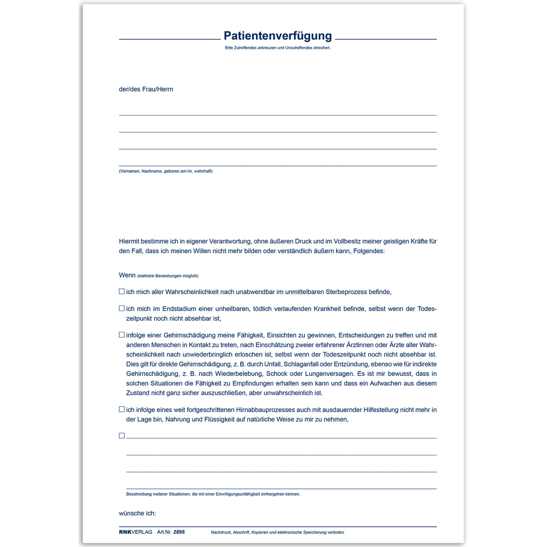 Patientenverfügung im C5 Umschlag