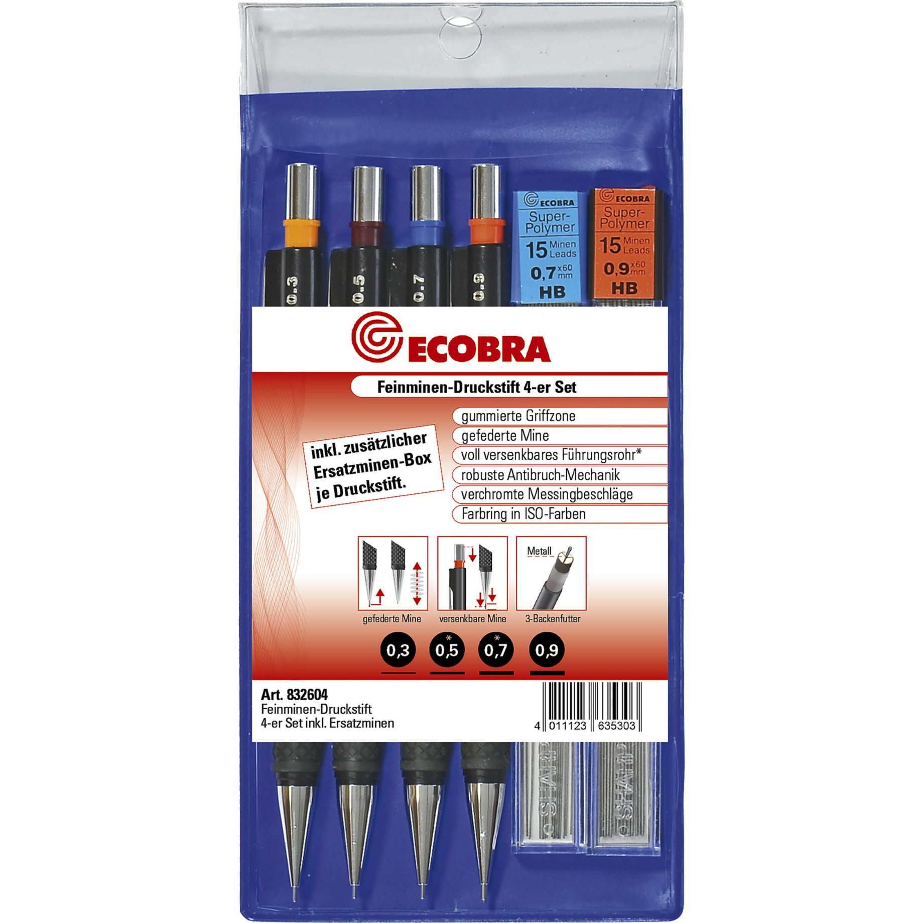 Feinminen-Druckstift 4er-Set