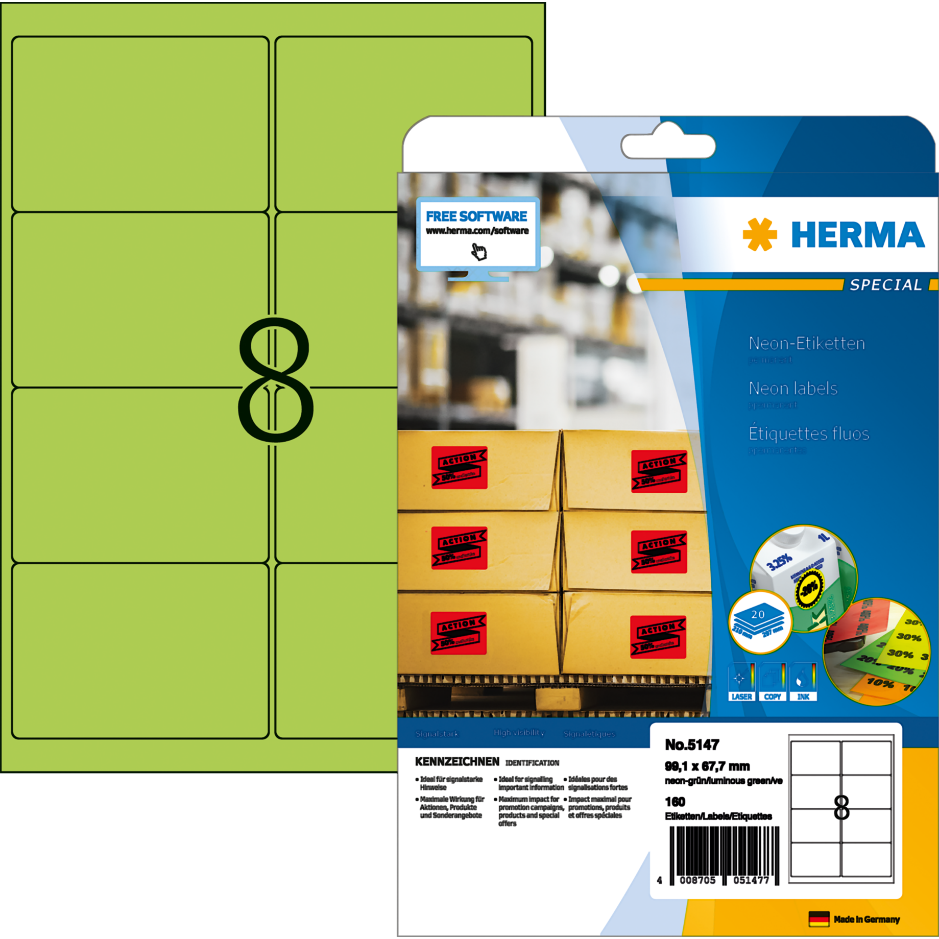 Neonetikett HERMA SPECIAL