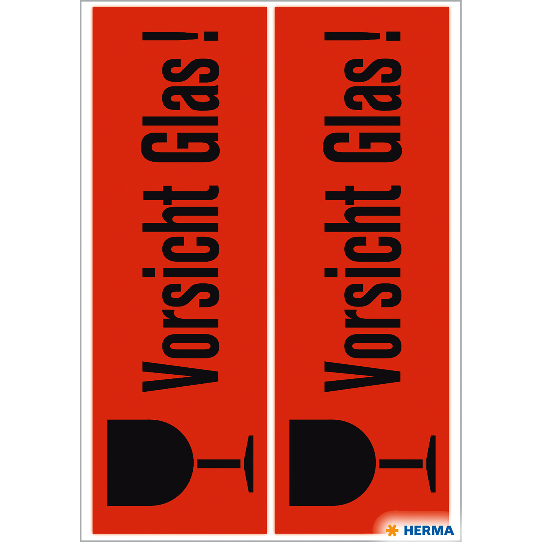 Hinweisetikett "Vorsicht Glas!"