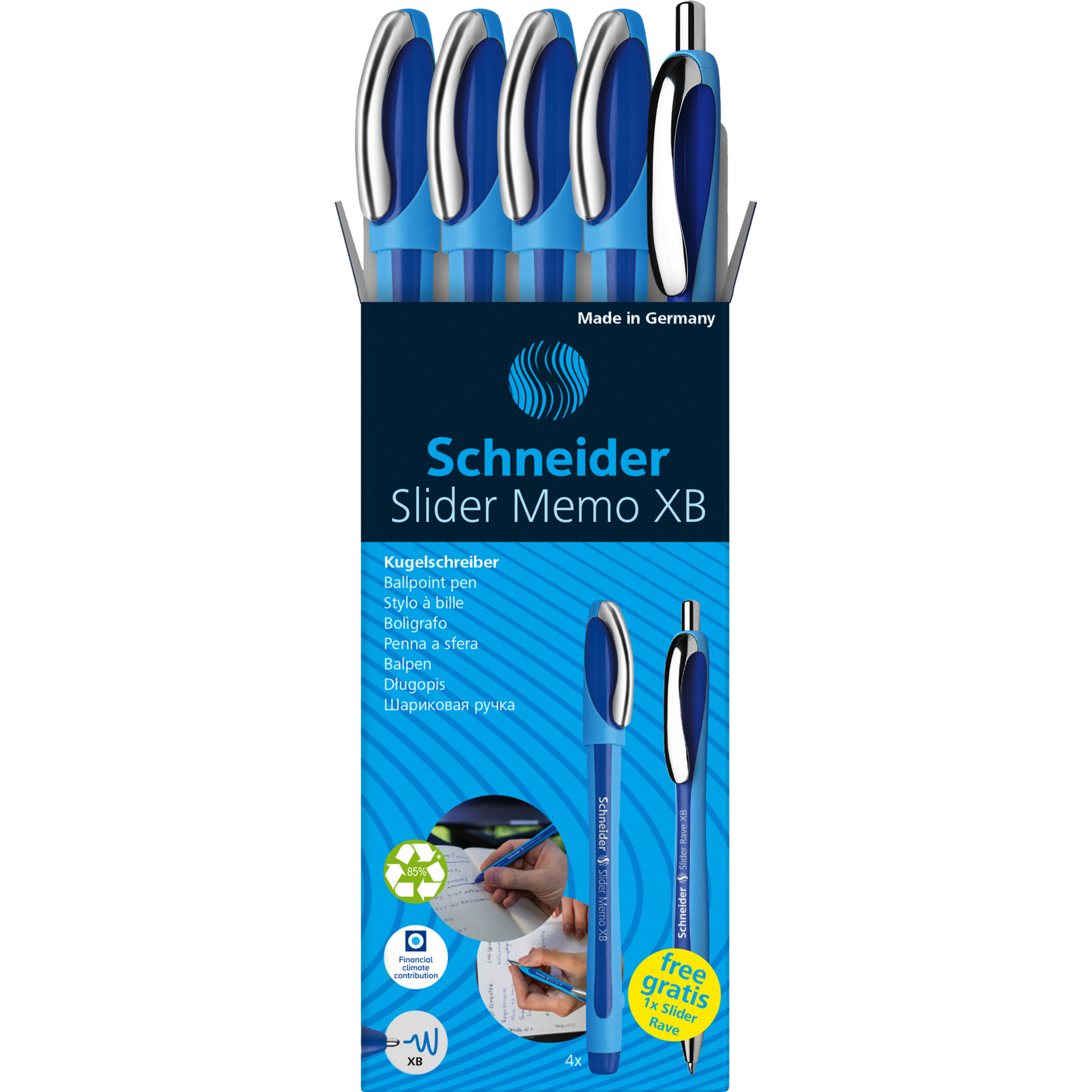 Kugelschreiber Etui mit 4x Slider Memo XB + 1x Slider Rave gratis