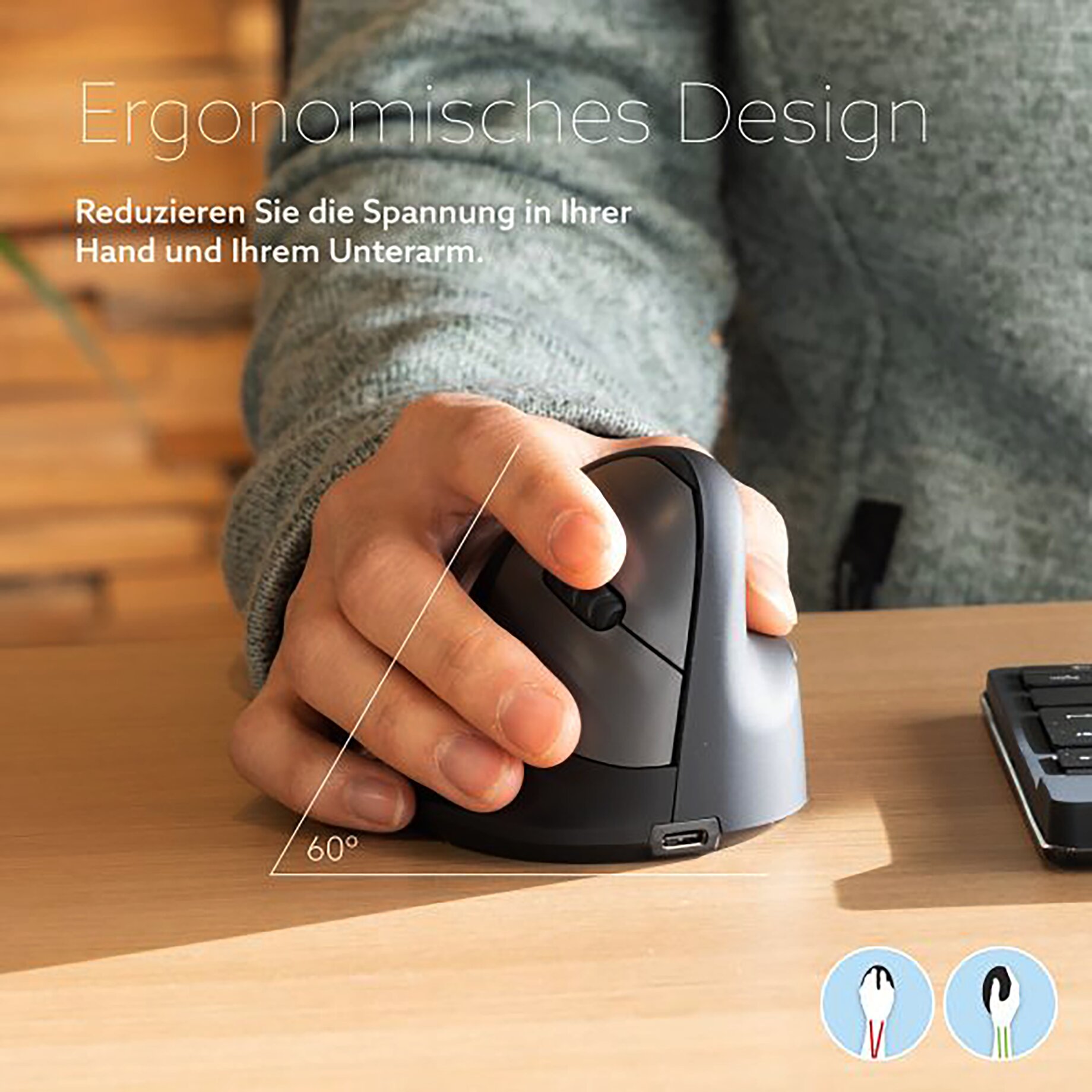Ergonomische Maus R-Go HE Break, drahtlos