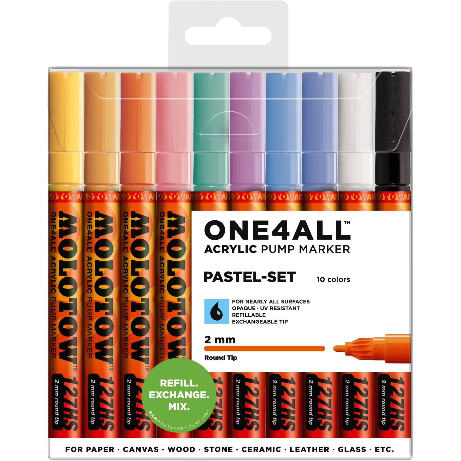 Acrylmarker ONE4ALL 127 HS, 10er Etui, Pastell