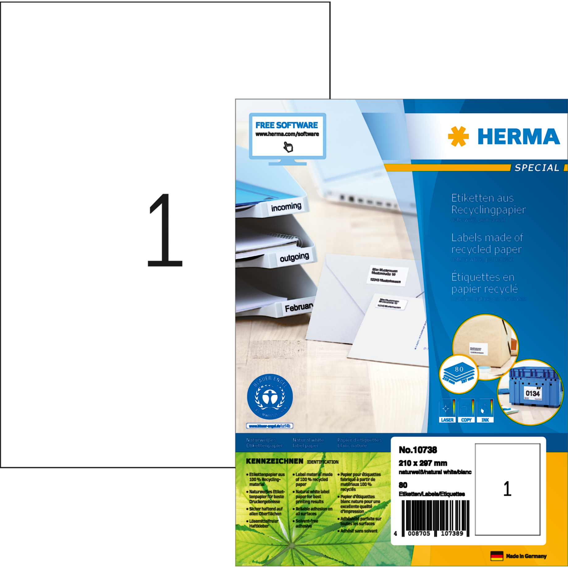 Etikett Recycling, Premium Qualität, PG mit 80 Blatt
