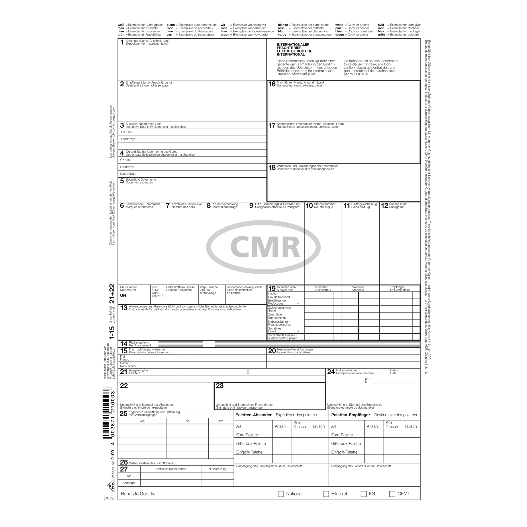 CMR-Frachtbrief