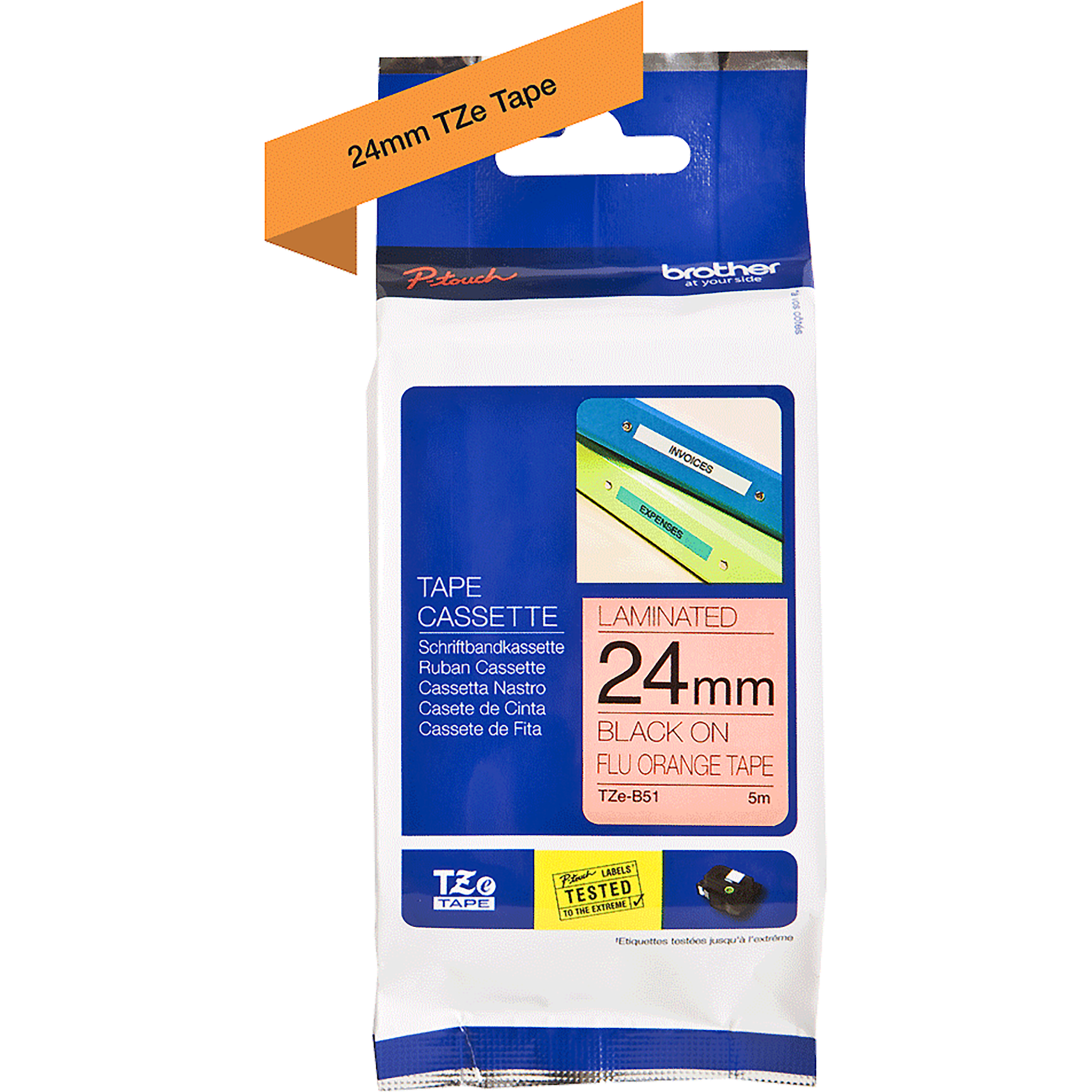 TZe-Schriftbandkassette für P-touch, laminiert