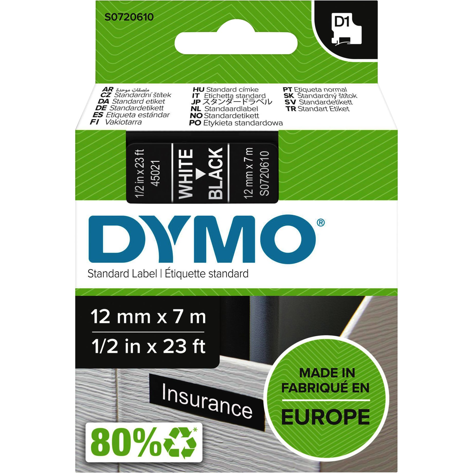 D1-Schriftbandkassette, 12 mm