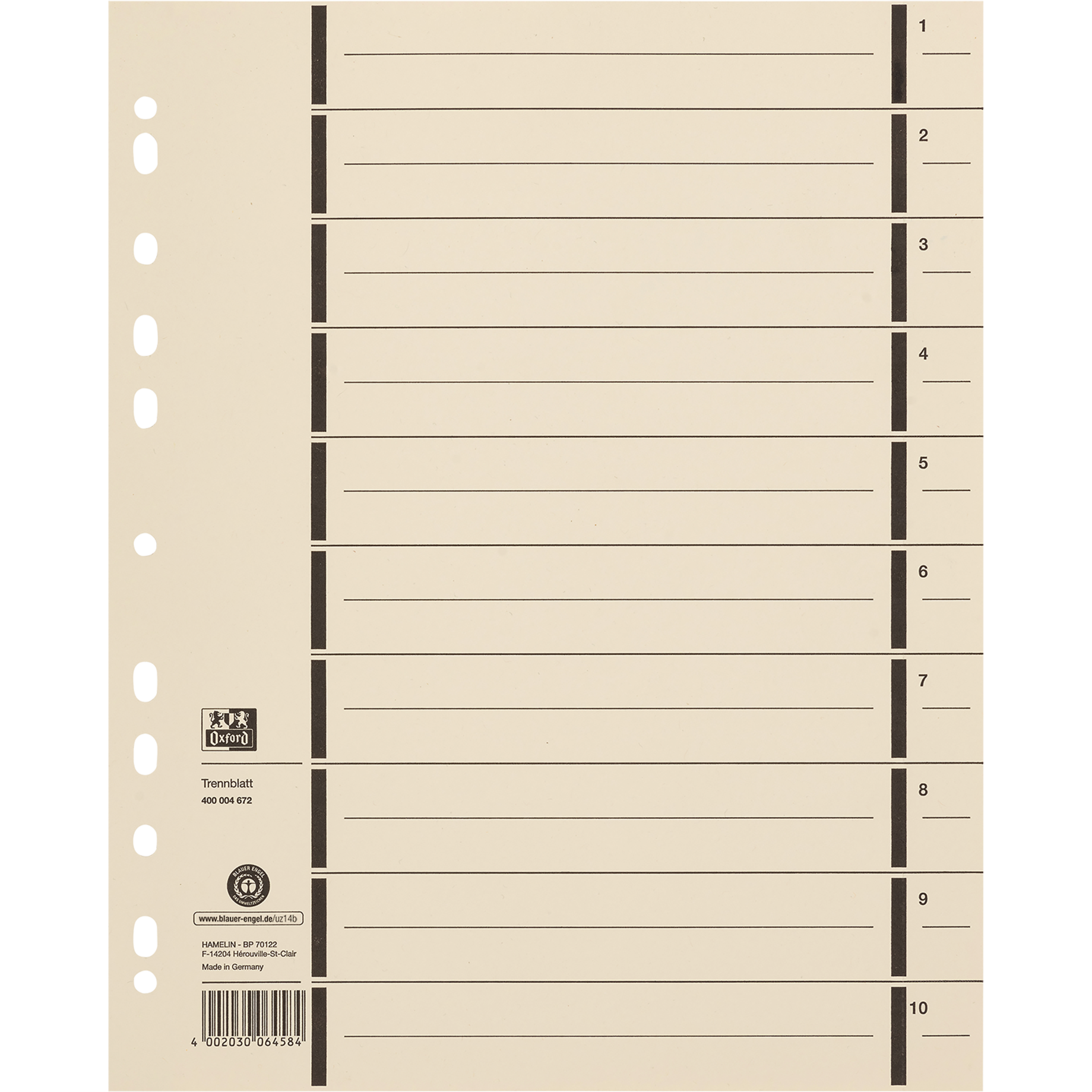 Trennblatt mit Perforation