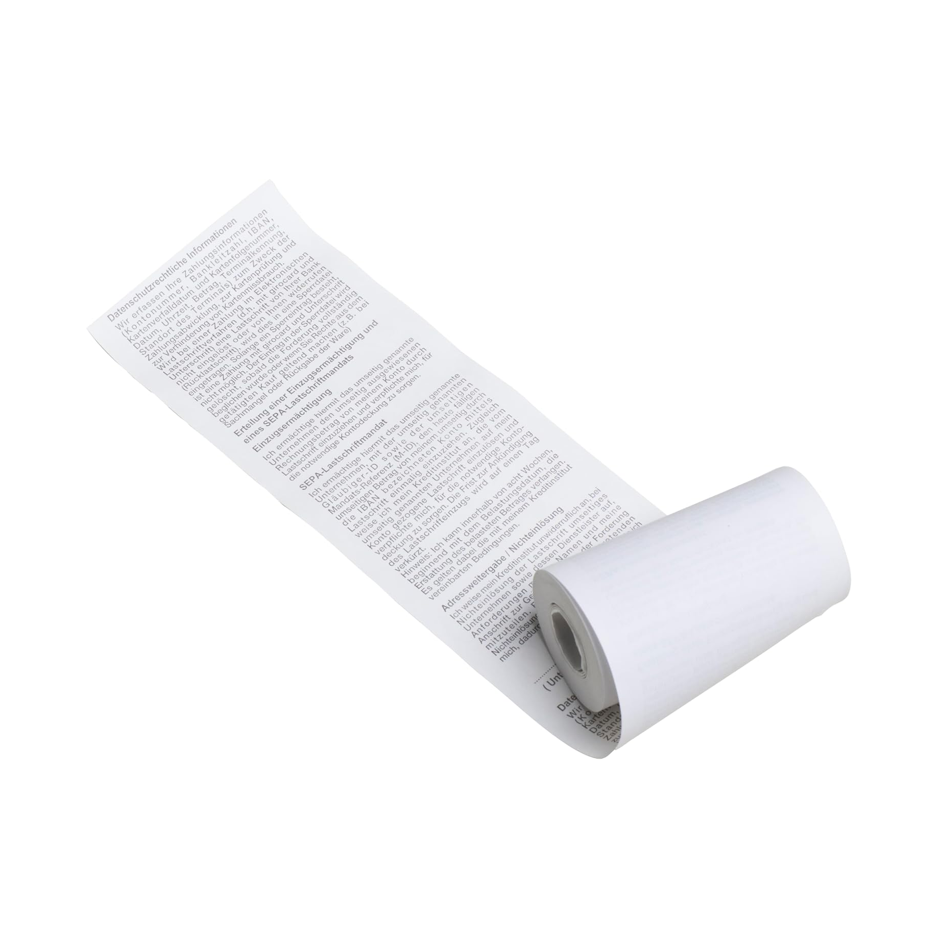 Thermo-Kassenrolle mit DE-Sepa Lastschriftentext