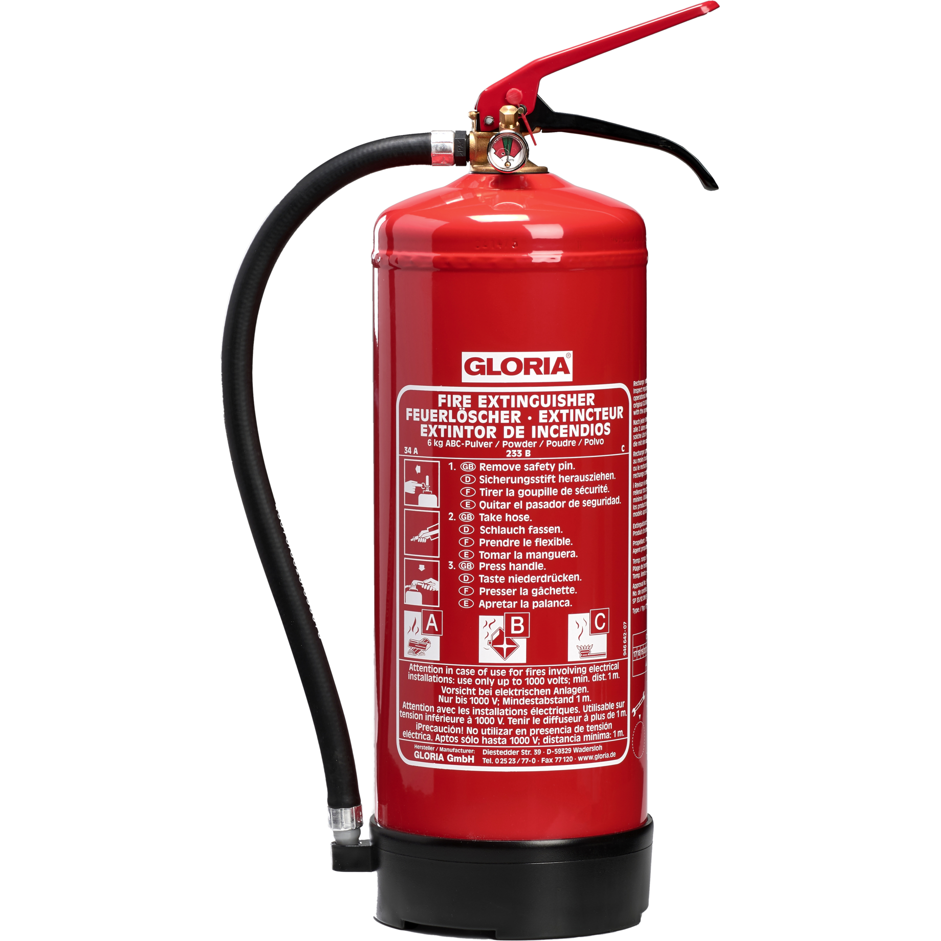 Feuerlöscher PD 6 GA mit Manometer