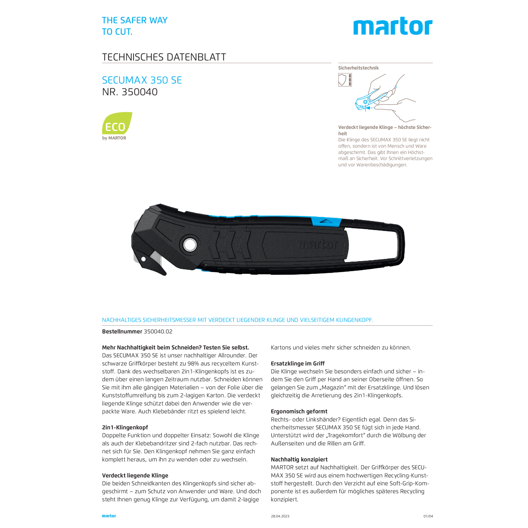 Sicherheitsmesser SECUMAX 350 SE