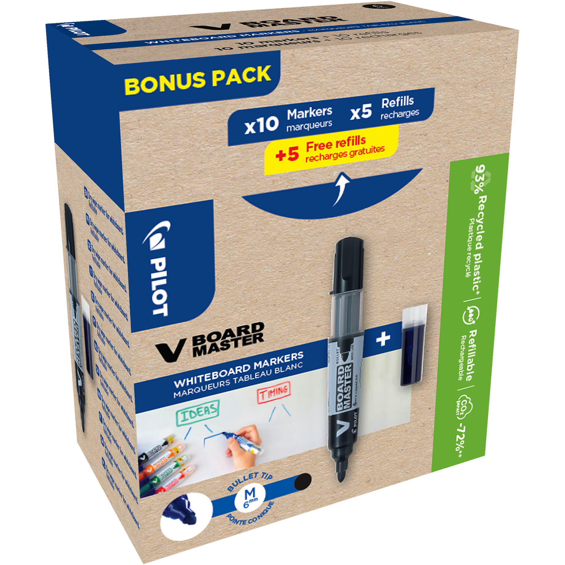Whiteboardmarker V-Board Master 6.0 (M) BeGreen & Patronen Bonusspack 10+10