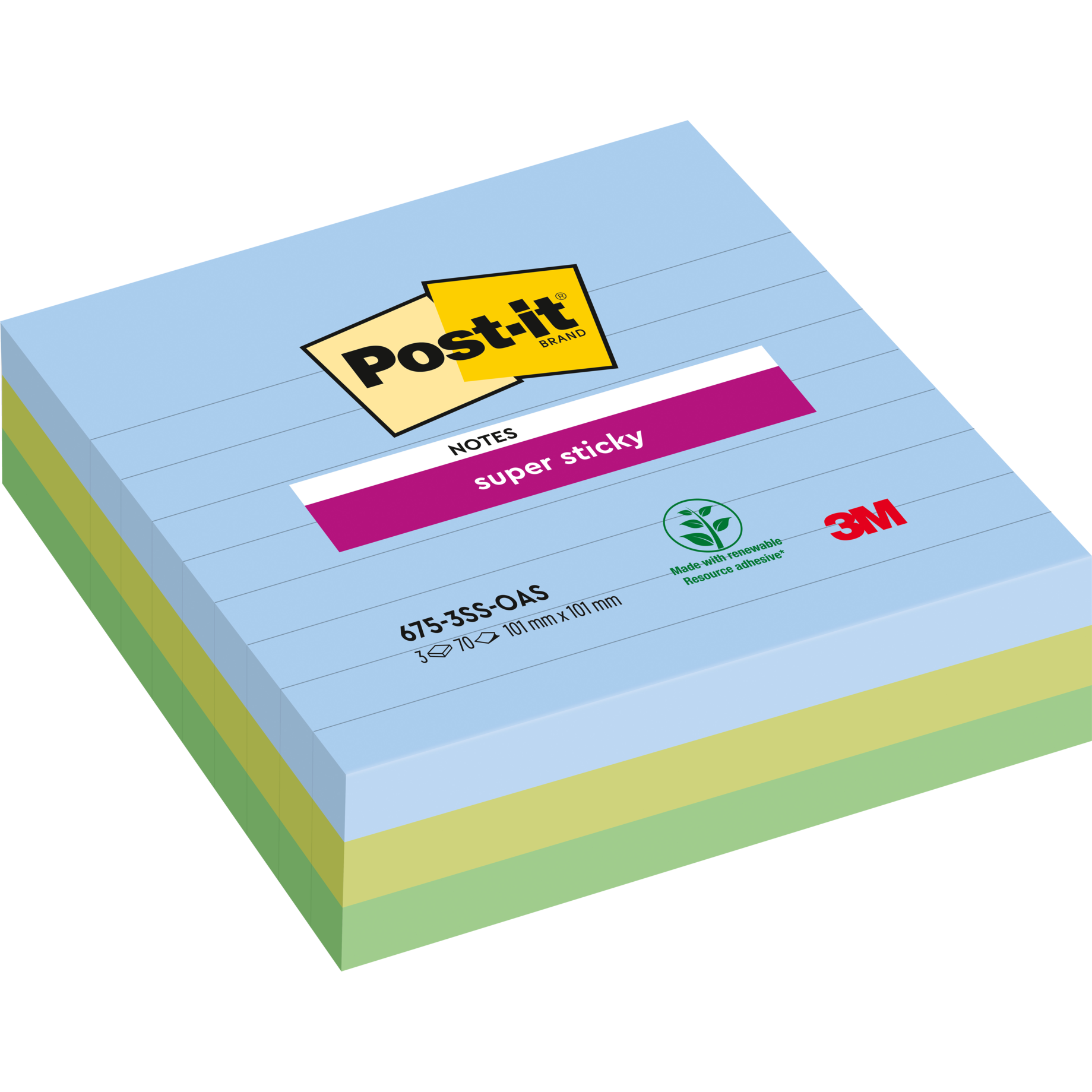 Super Sticky Notes Oasis Collection, liniert