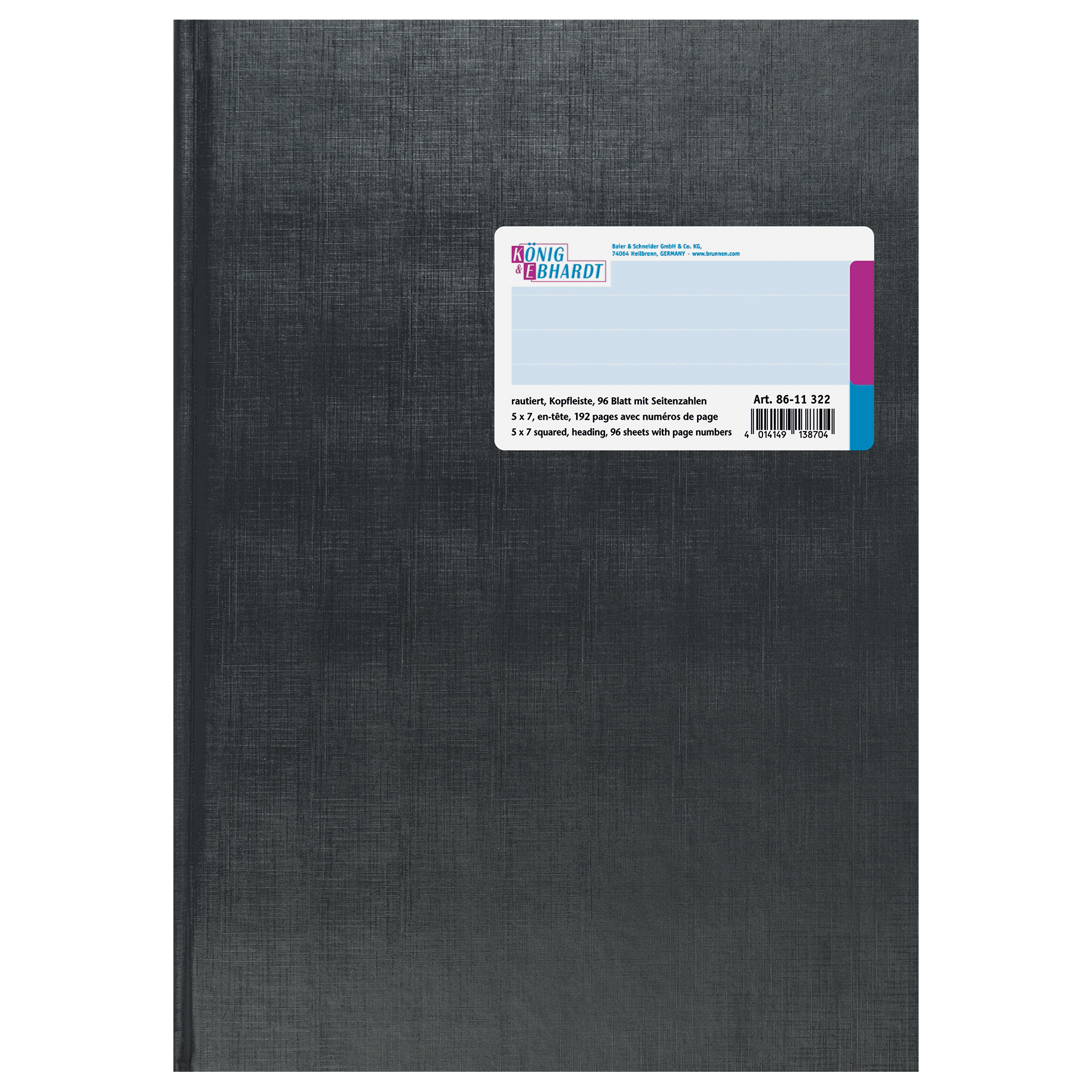 Geschäftsbuch DIN A4 Deckenband, mit Kopfleiste