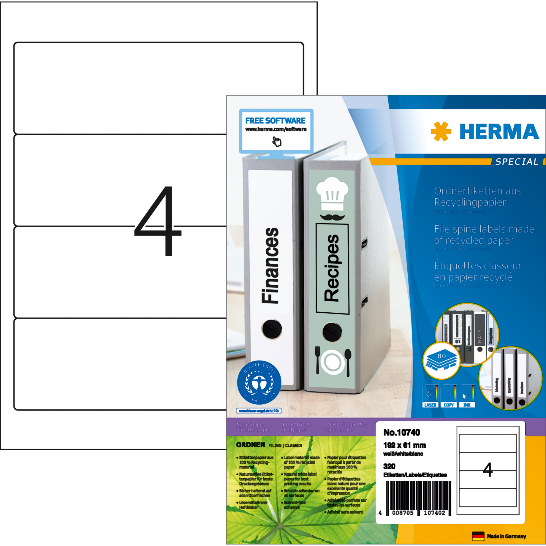 Etikett Recycling, Premium Qualität, PG mit 80 Blatt
