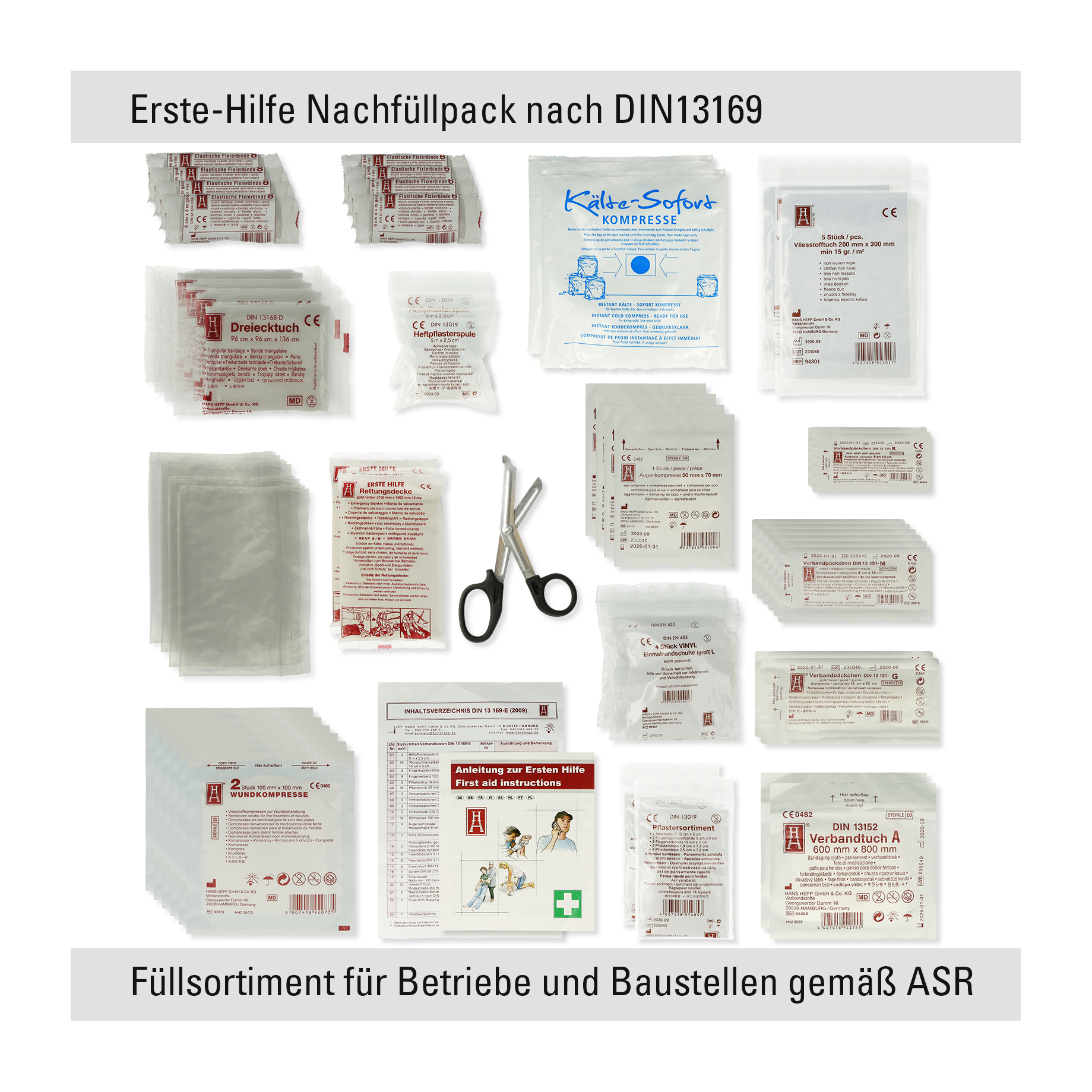 Erste-Hilfe-Schrank, gefüllt nach DIN 13169