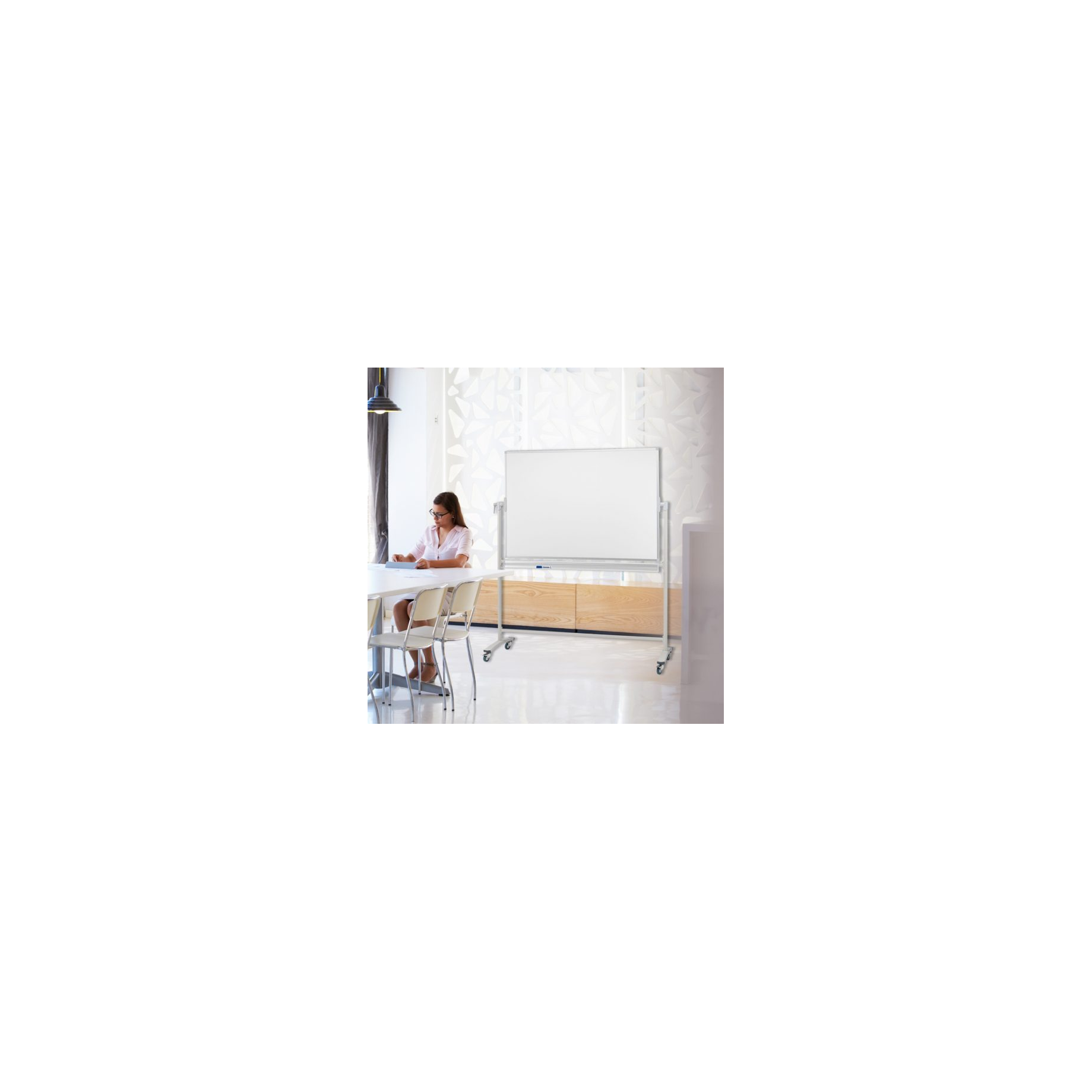 Whiteboard Mobil Emaille mit Drehfunktion, antimikrobiell