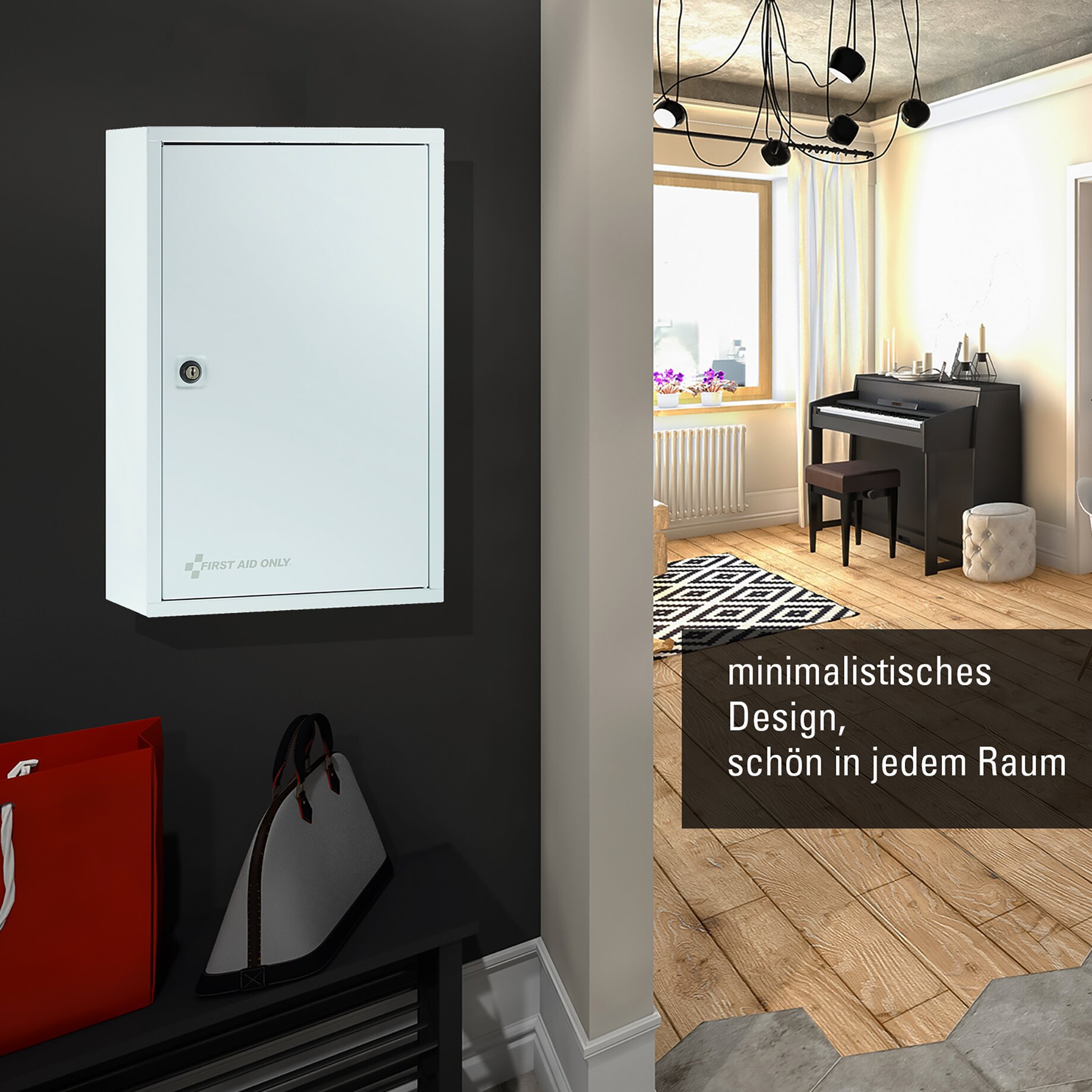 Erste-Hilfe-Schrank, gefüllt nach DIN 13157