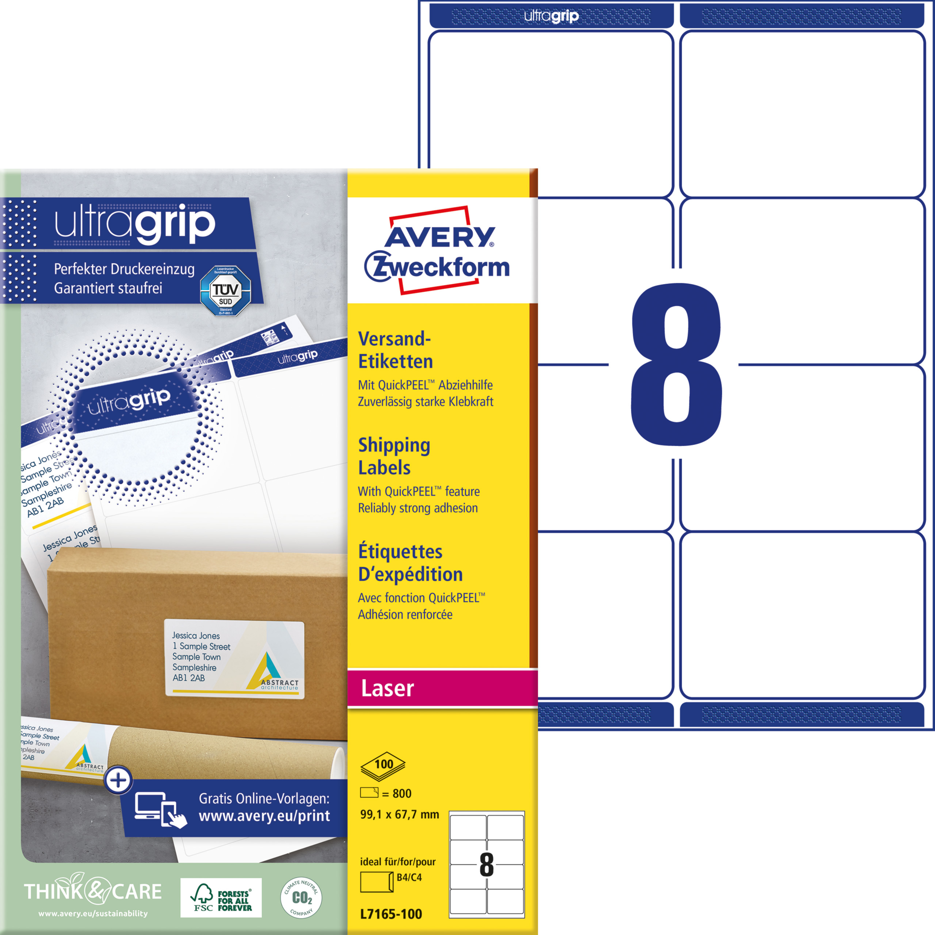 Versandetiketten für Laserdrucker ultragrip