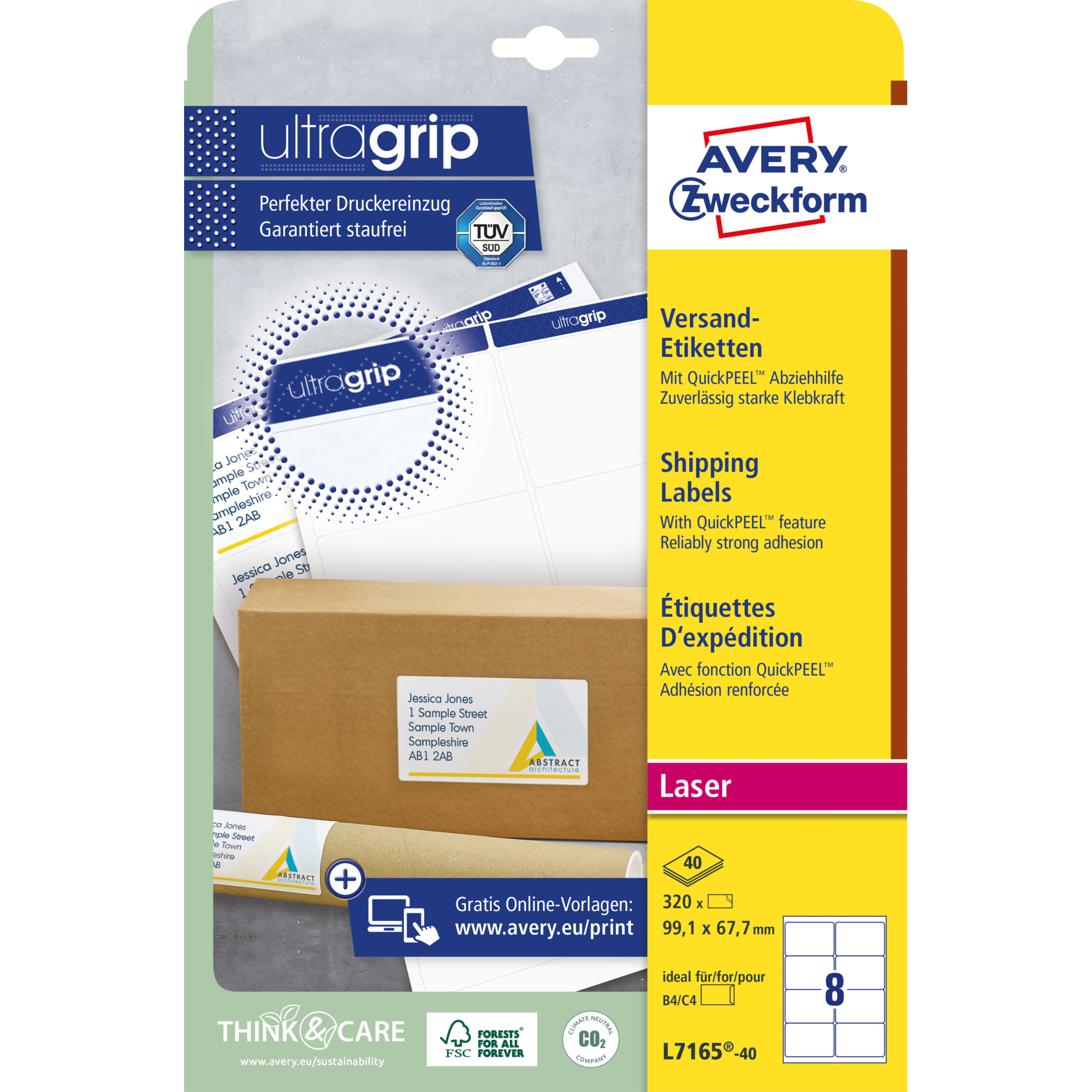 Versandetiketten für Laserdrucker ultragrip