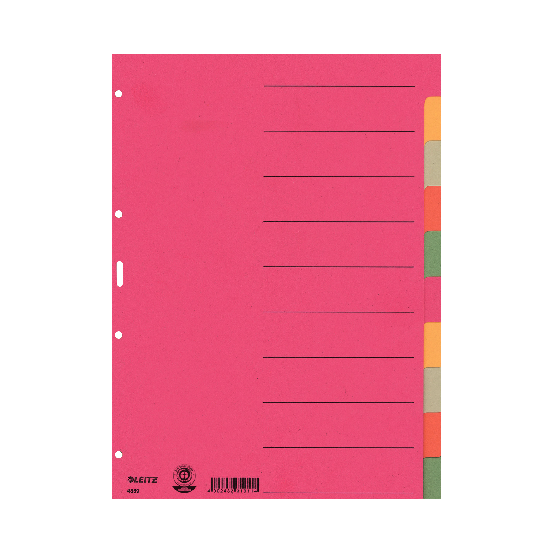 Blanko-Register aus Karton, durchgefärbt