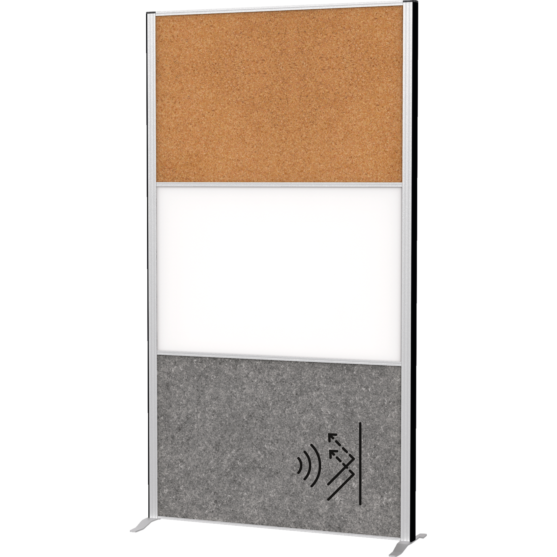 Stellwandsystem MAULconnecto, 1x Kork, 1x Whiteboard, 1x Akustik