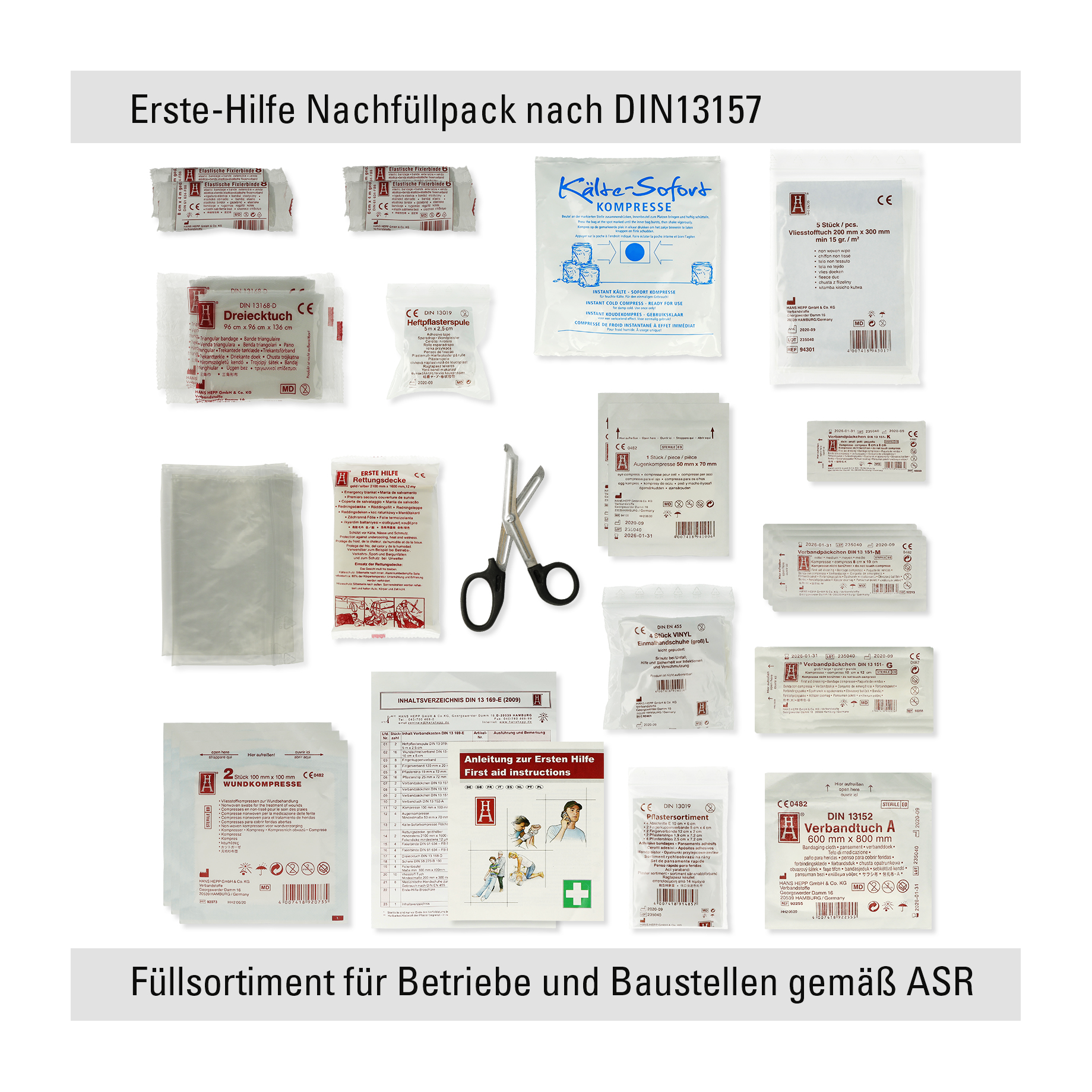 Erste-Hilfe-Schrank, gefüllt nach DIN 13157