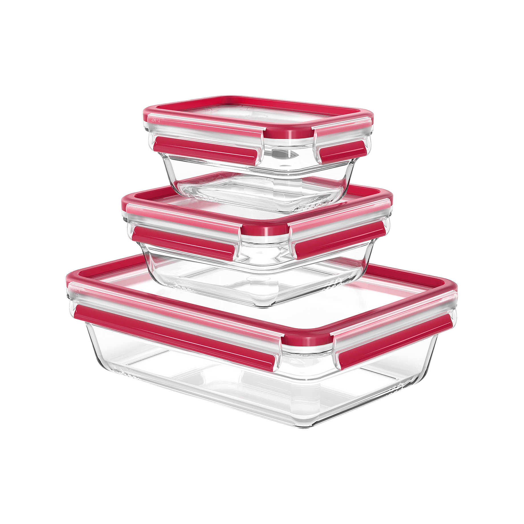Glas-Frischhaltedose Clip & Close eckig, 3er Set