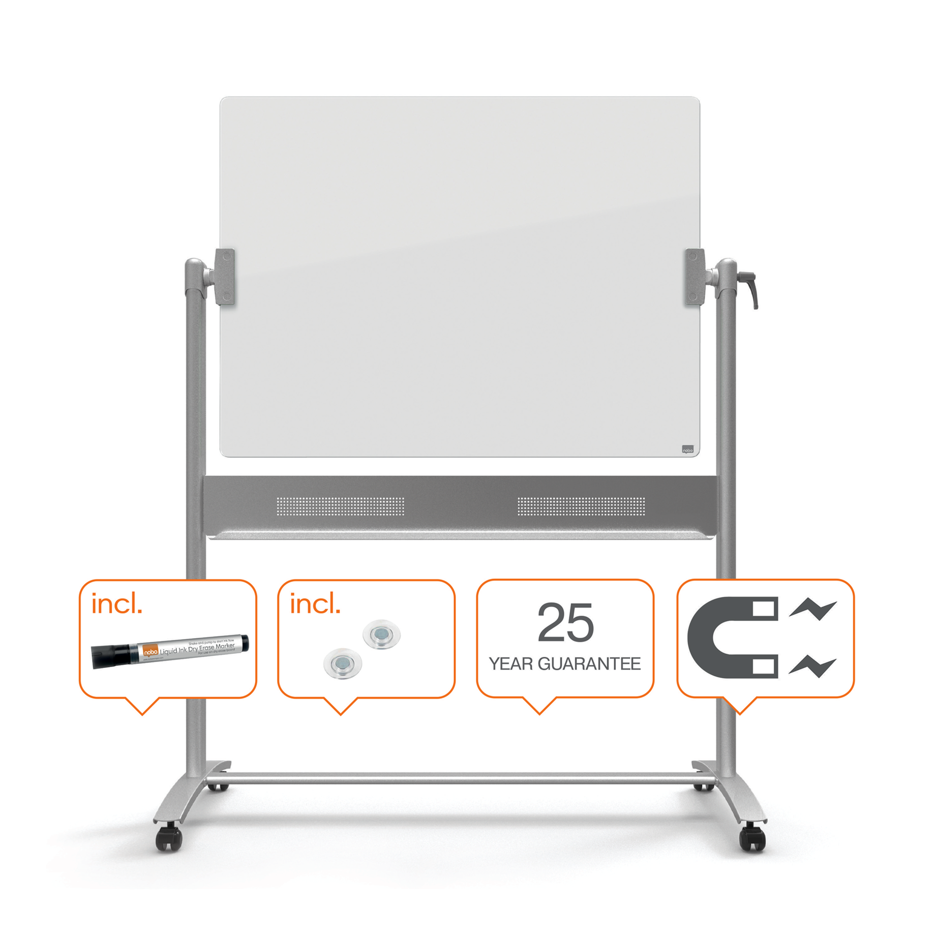 Glas-Whiteboard Impression Pro Mobil mit Drehfunktion