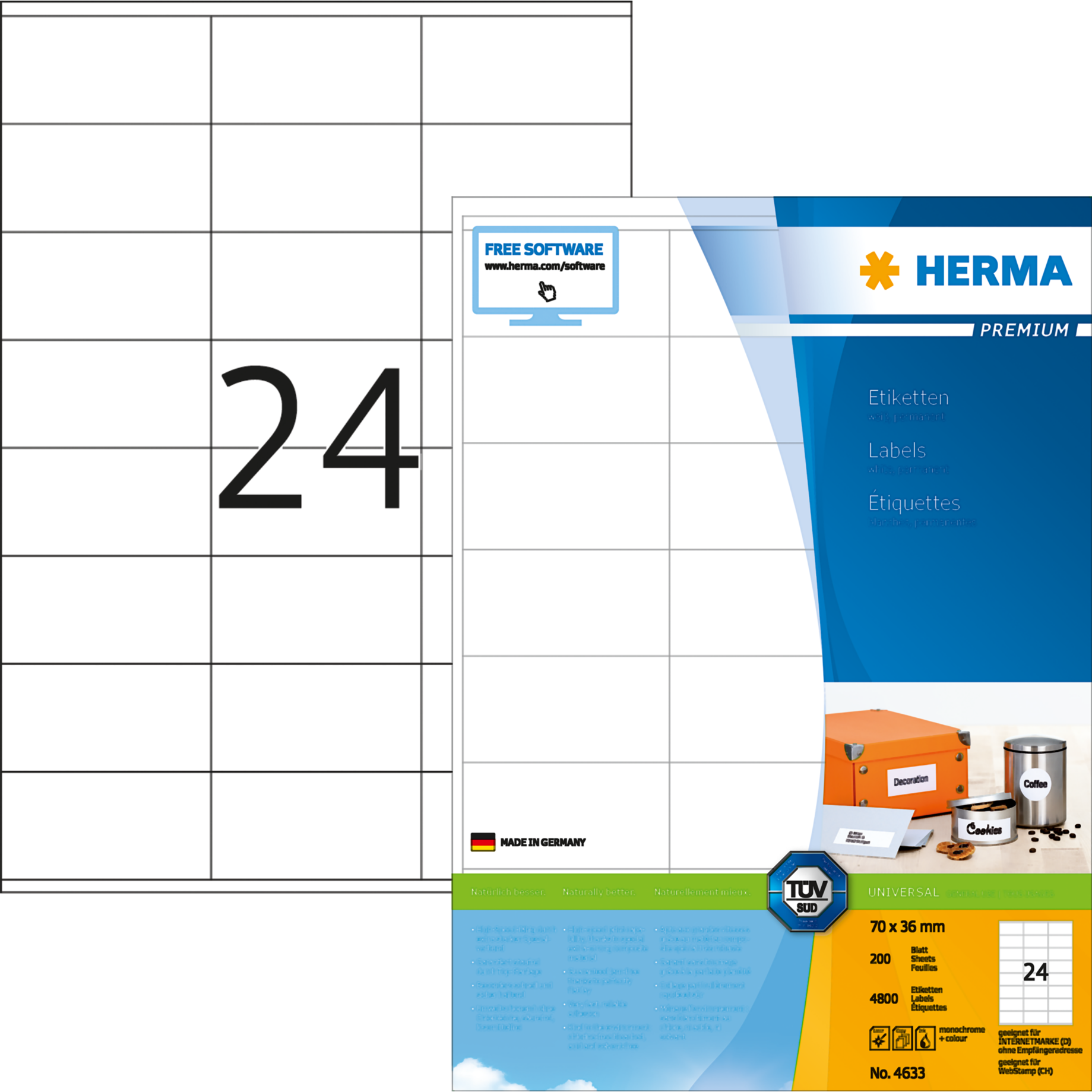 Universal-Etikett PREMIUM, ohne Rand, PG mit 200 BL