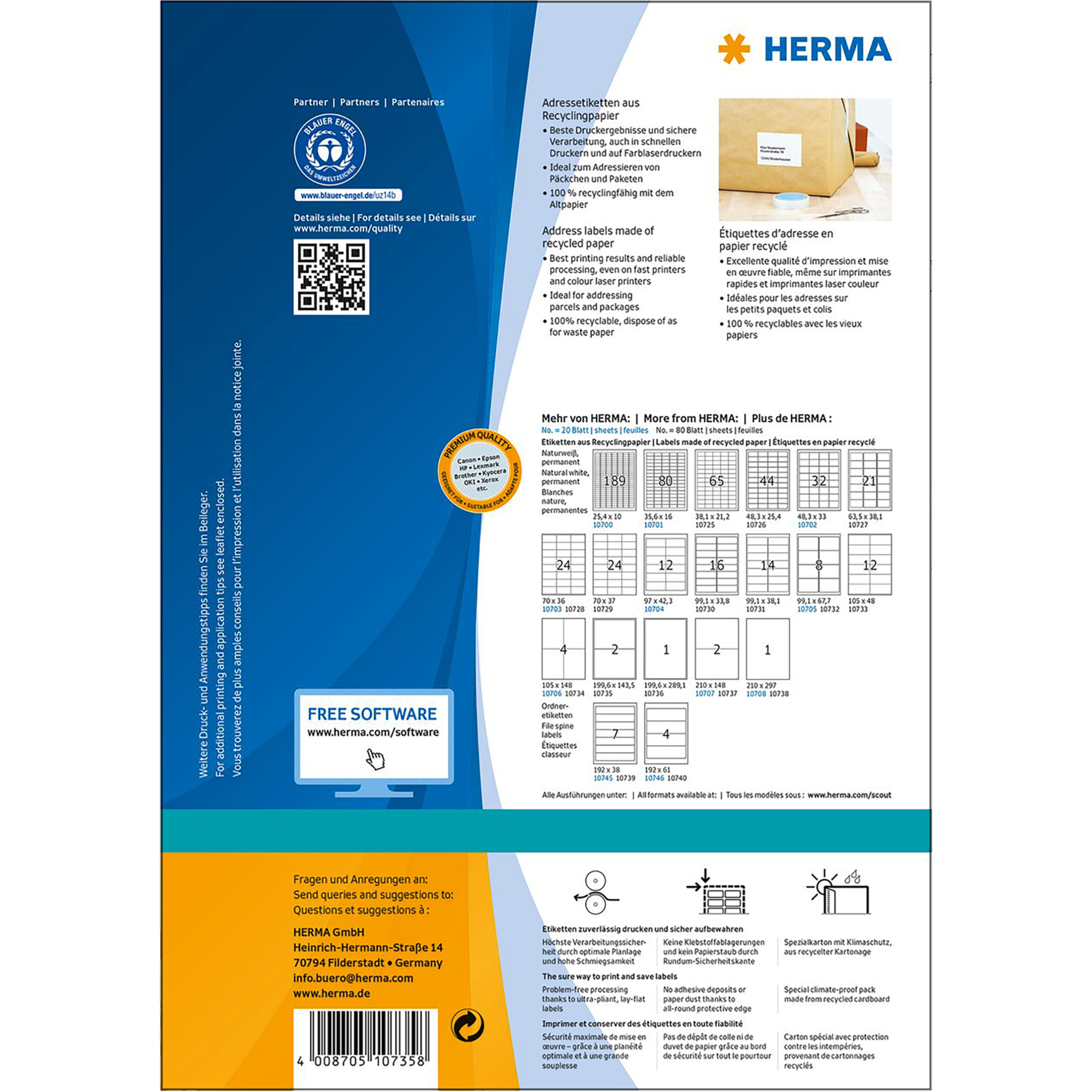 Etikett Recycling, Premium Qualität, PG mit 80 Blatt