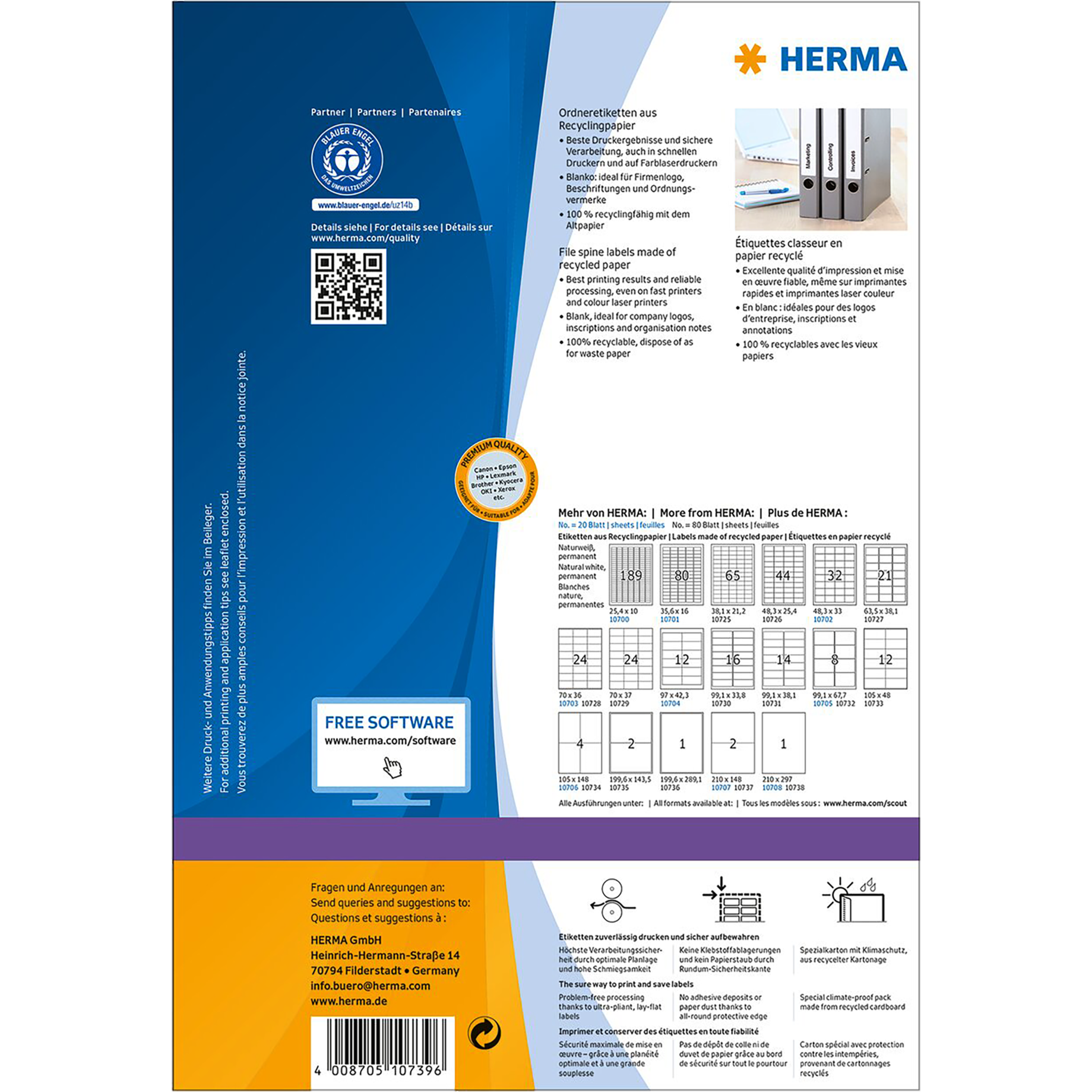 Etikett Recycling, Premium Qualität, PG mit 80 Blatt
