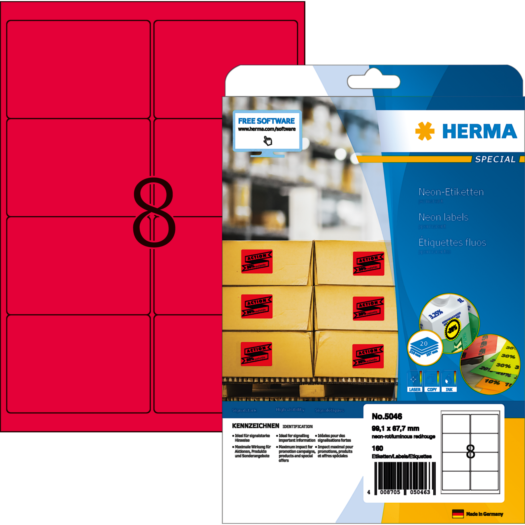 Neonetikett HERMA SPECIAL