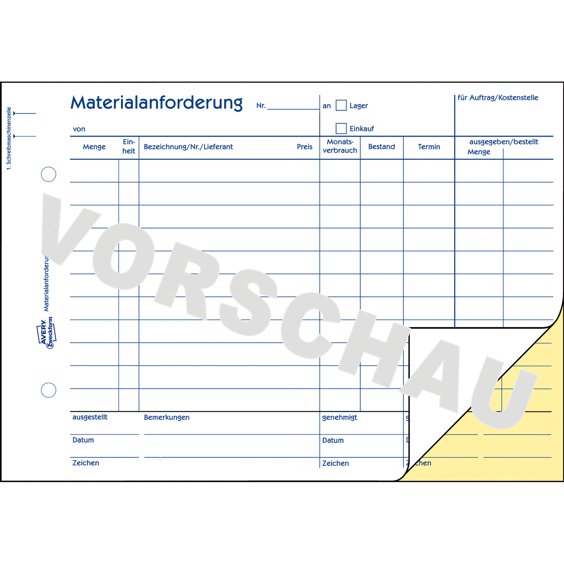 Materialanforderung