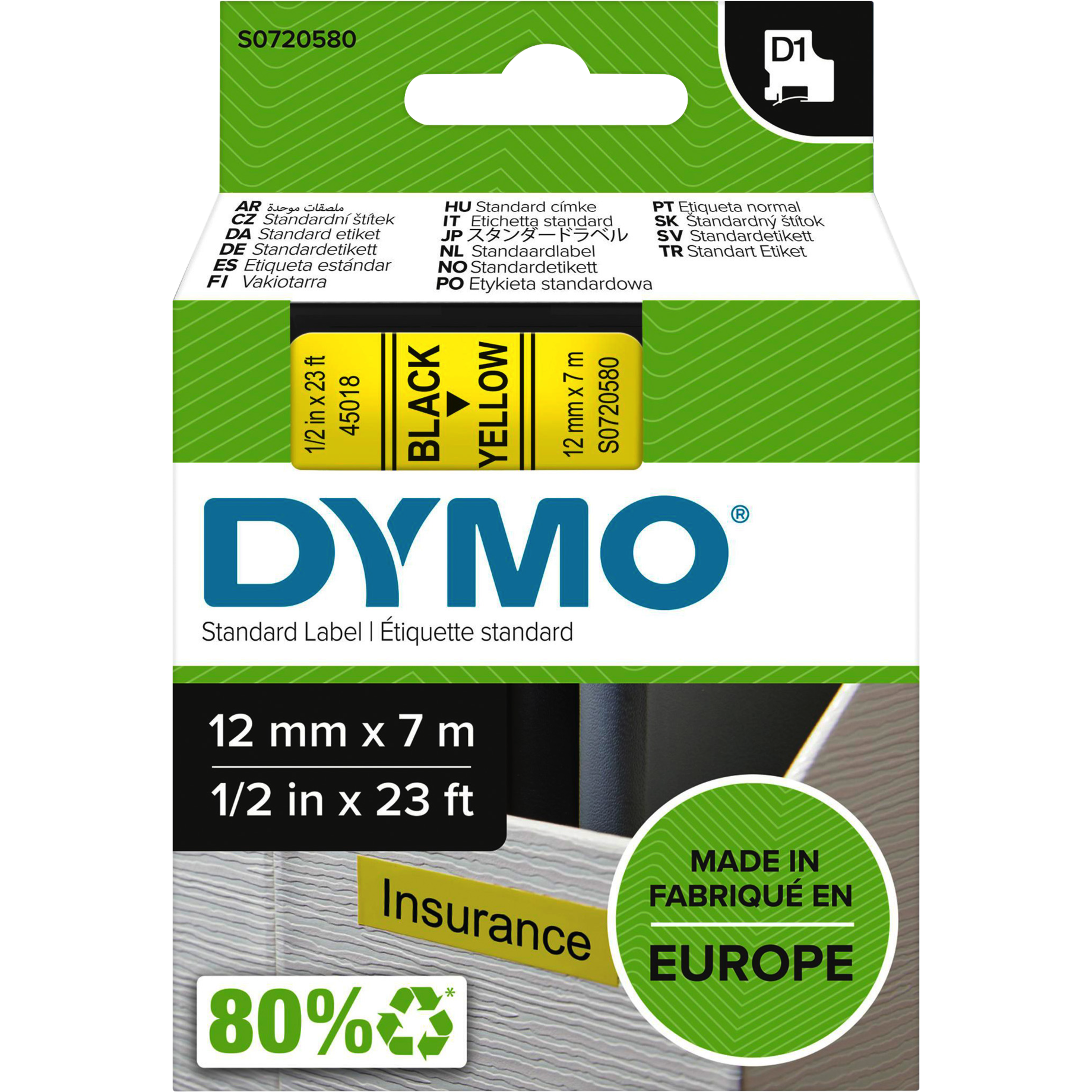 D1-Schriftbandkassette, 12 mm