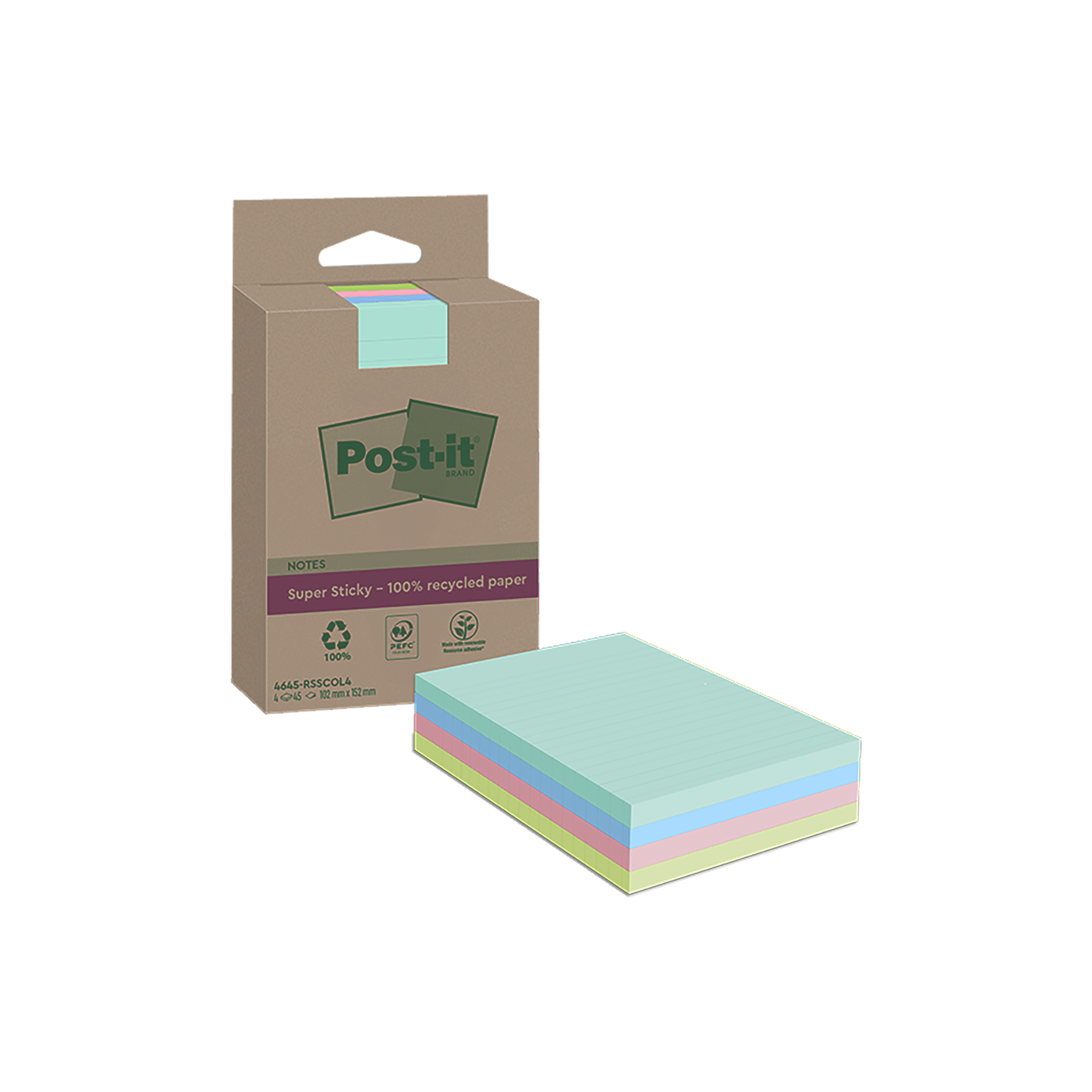 Super Sticky Recycling Notes, liniert