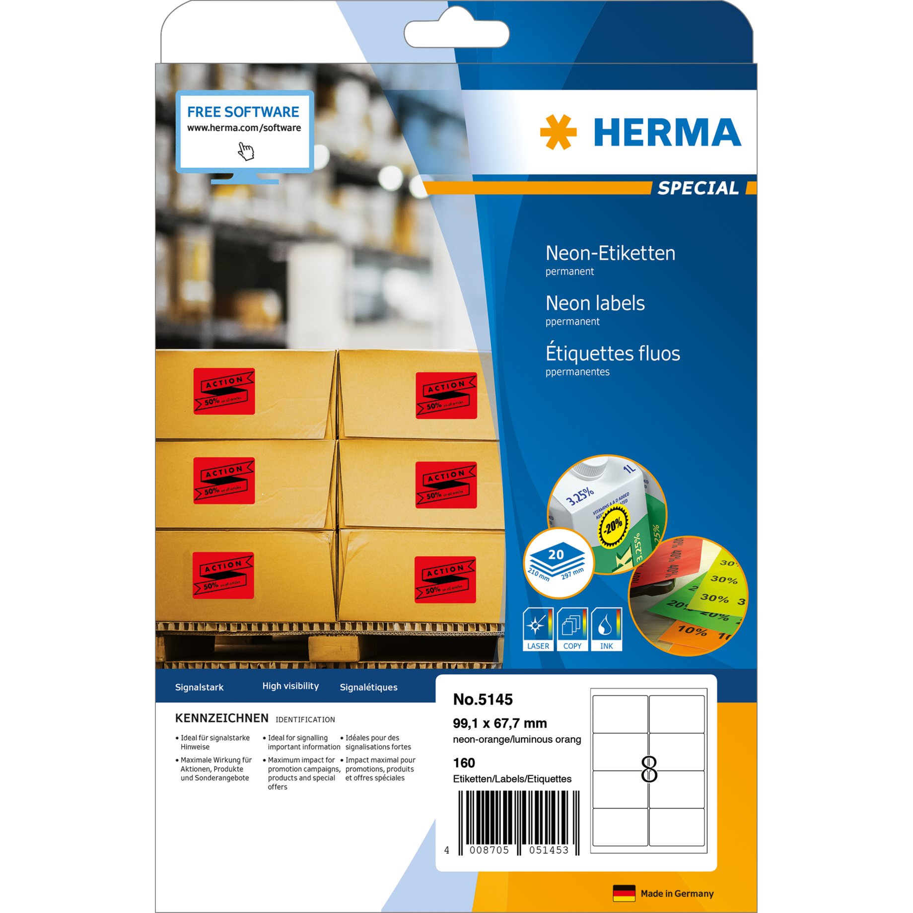 Neonetikett HERMA SPECIAL