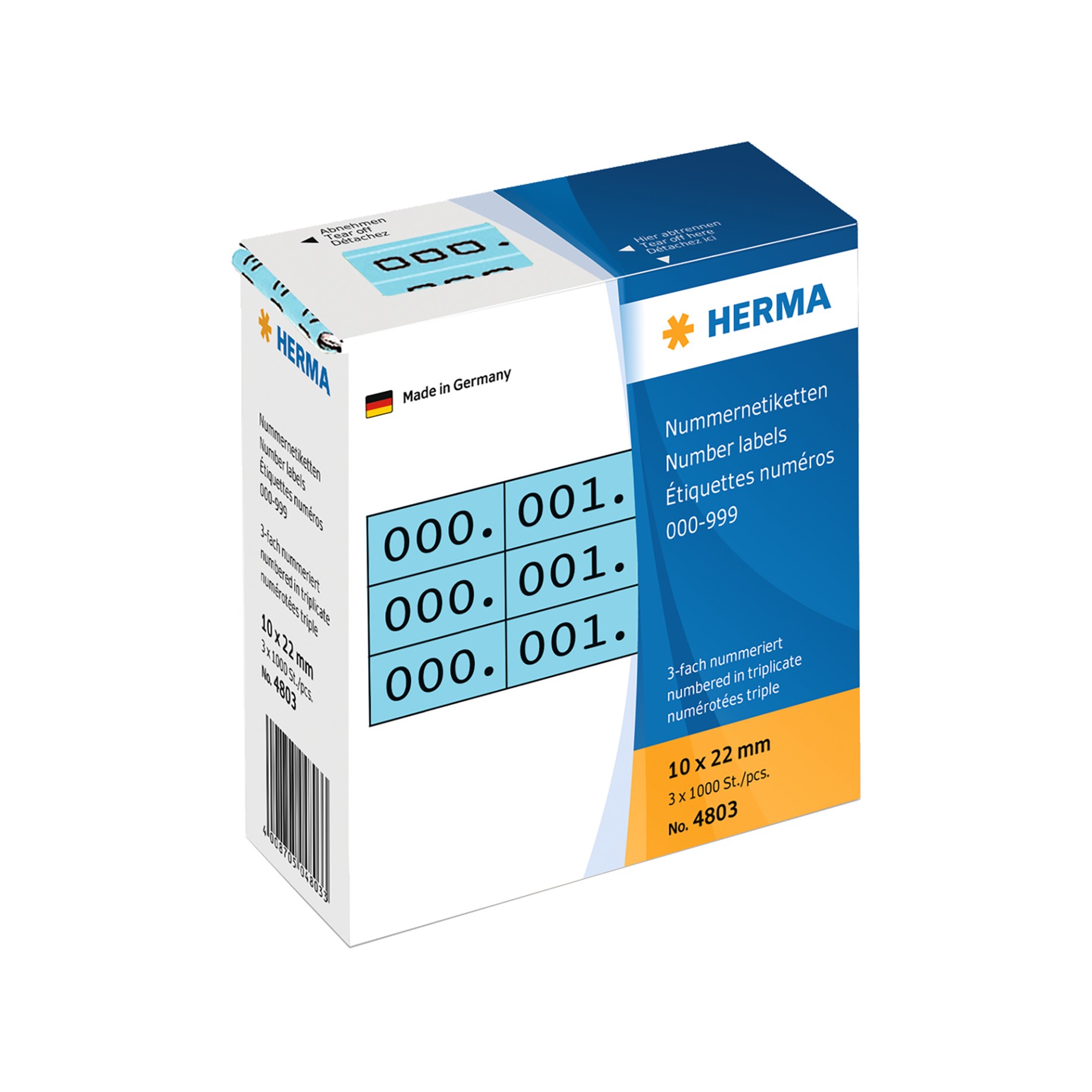 Nummernetikett, dreifache Ziffer