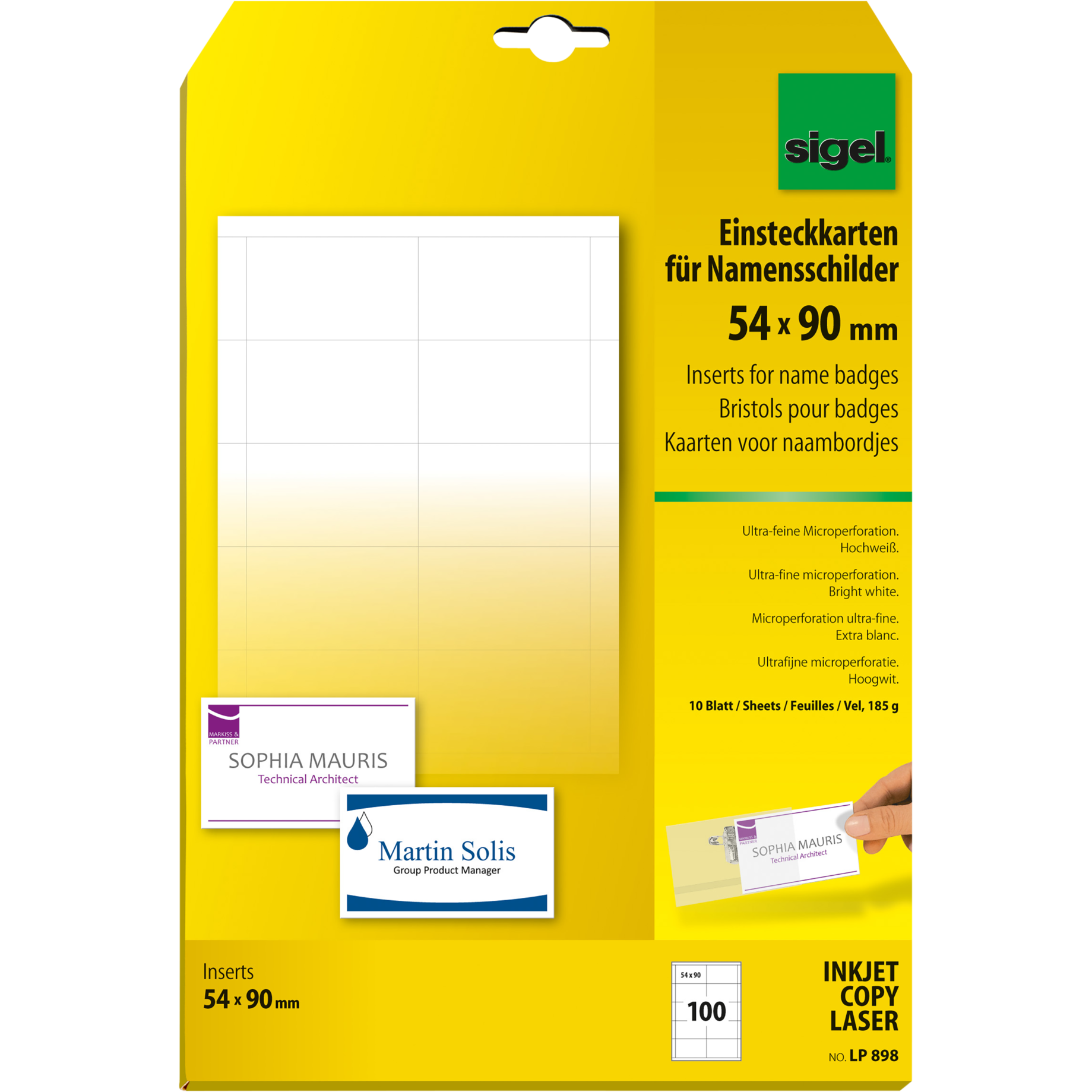 PC-Einsteckkarten für Namensschilder