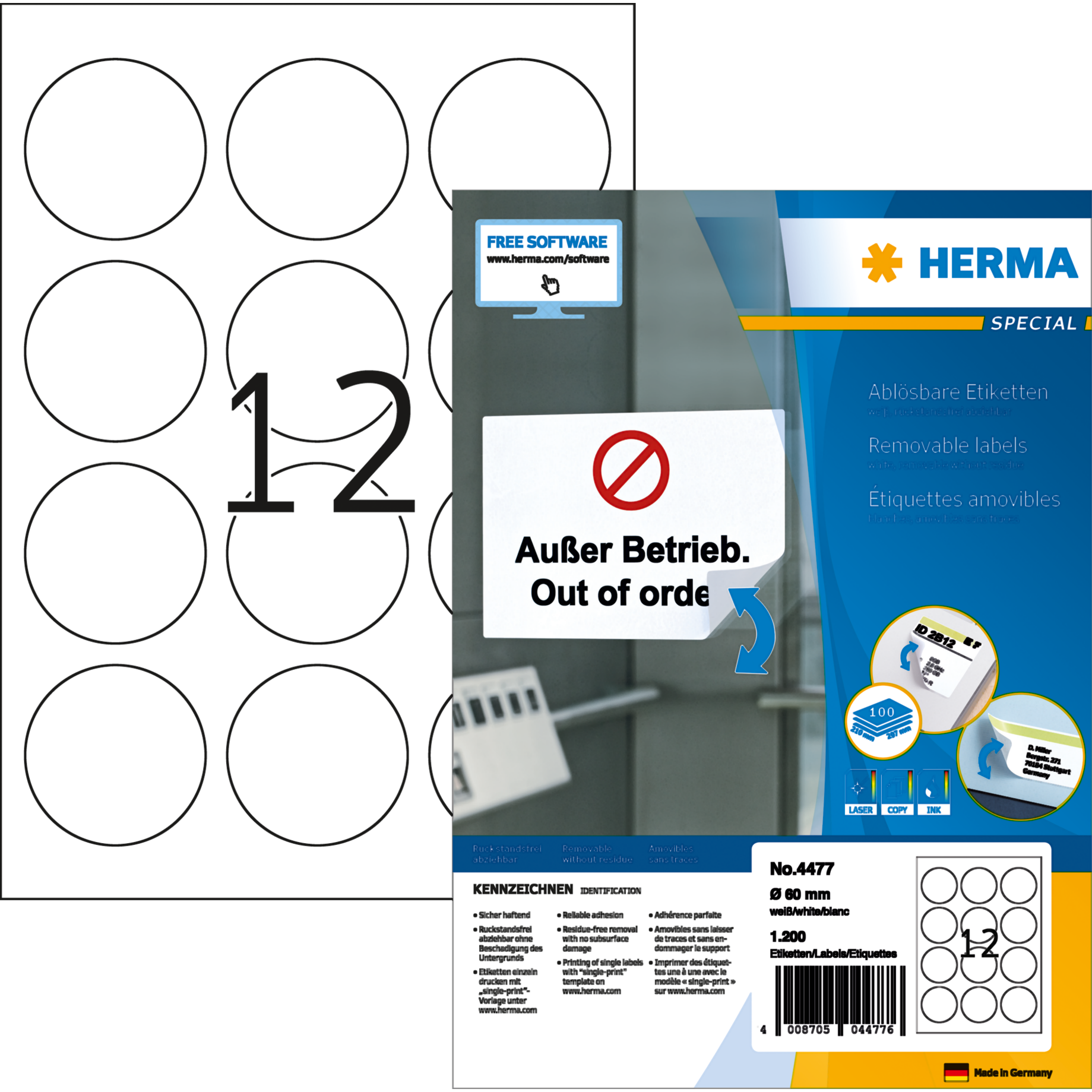 Universal-Etikett PREMIUM, rund, ablösbar, IM*, PG mit 100 BL