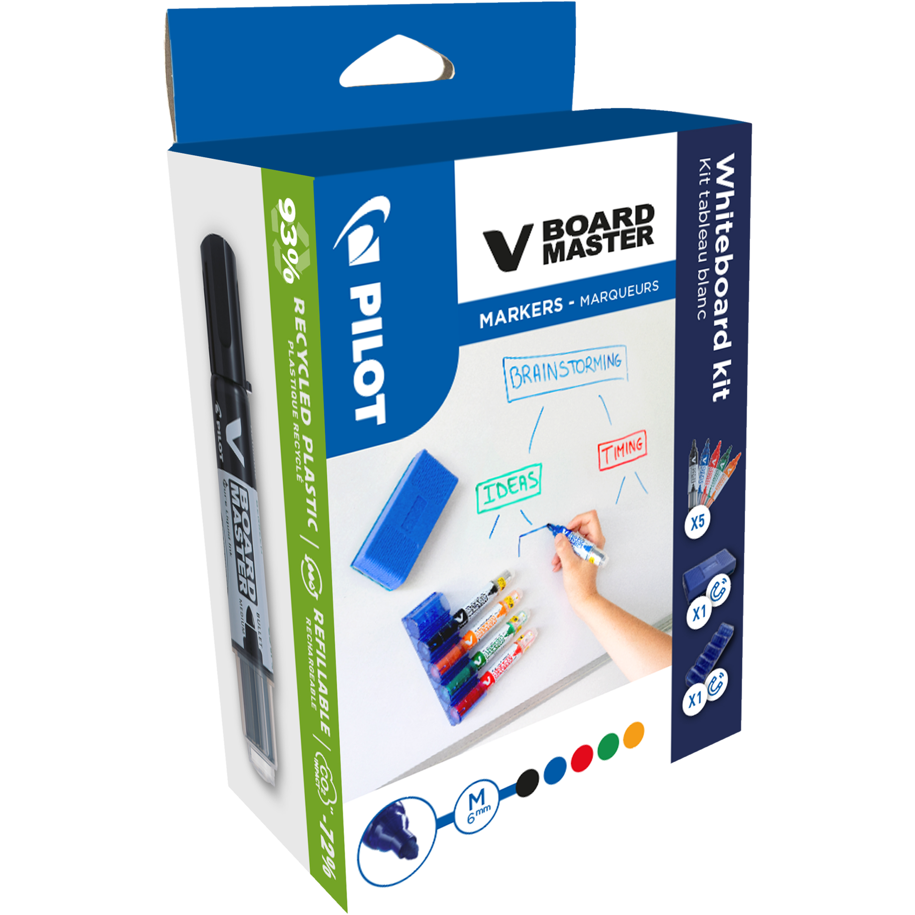 Whiteboard Kit mit V-Board Master 6.0 (M) Rundspitze BeGreen