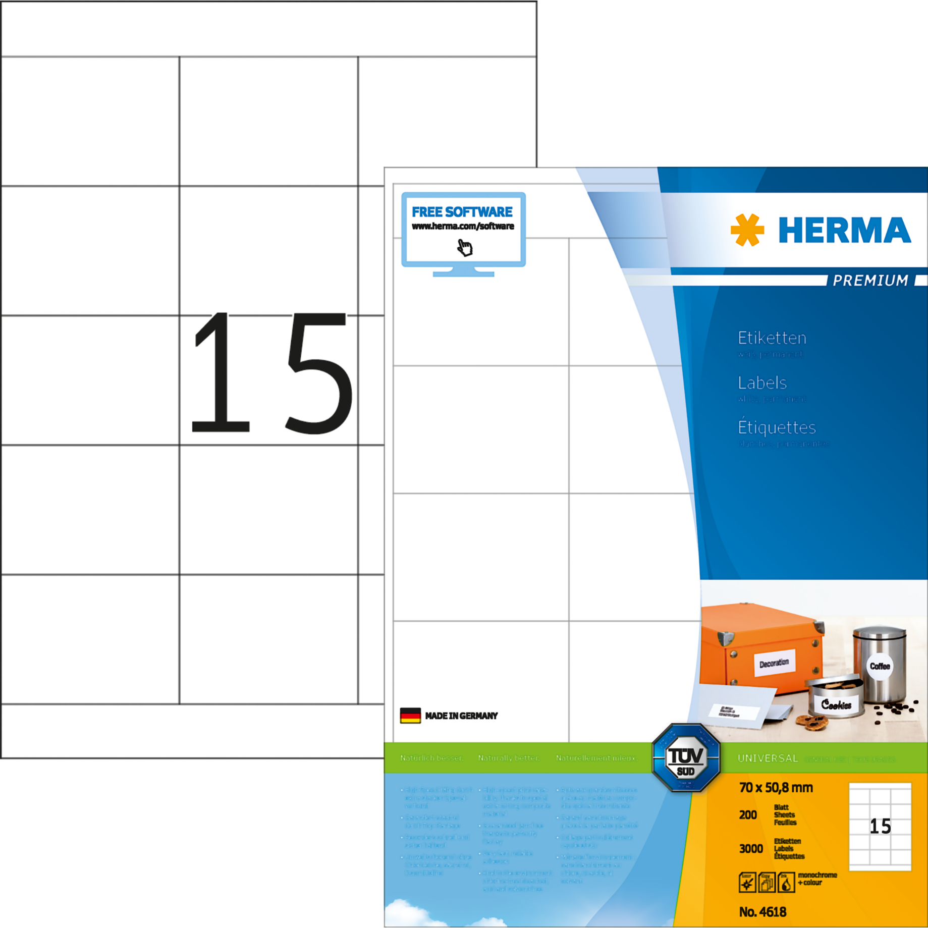 Universal-Etikett PREMIUM, ohne Rand, PG mit 200 BL