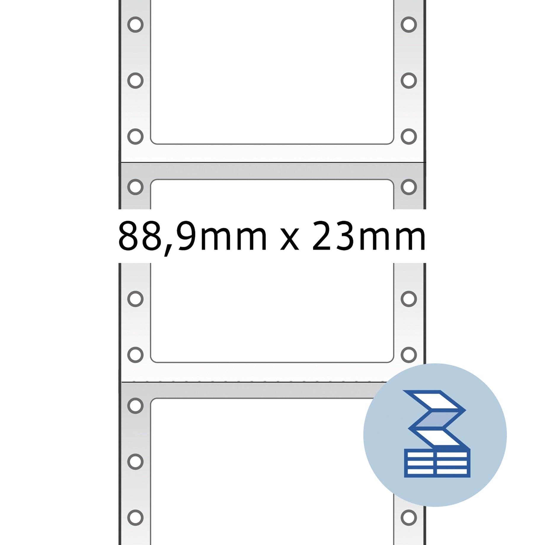 Computeretiketten, endlos, ohne Perforation, 1 Bahn