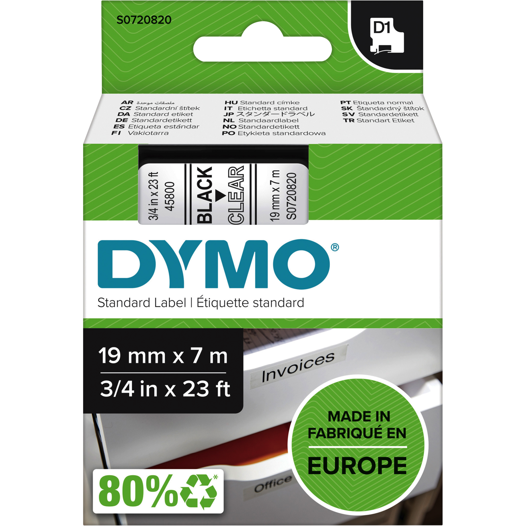 D1-Standard Schriftband, 19 mm