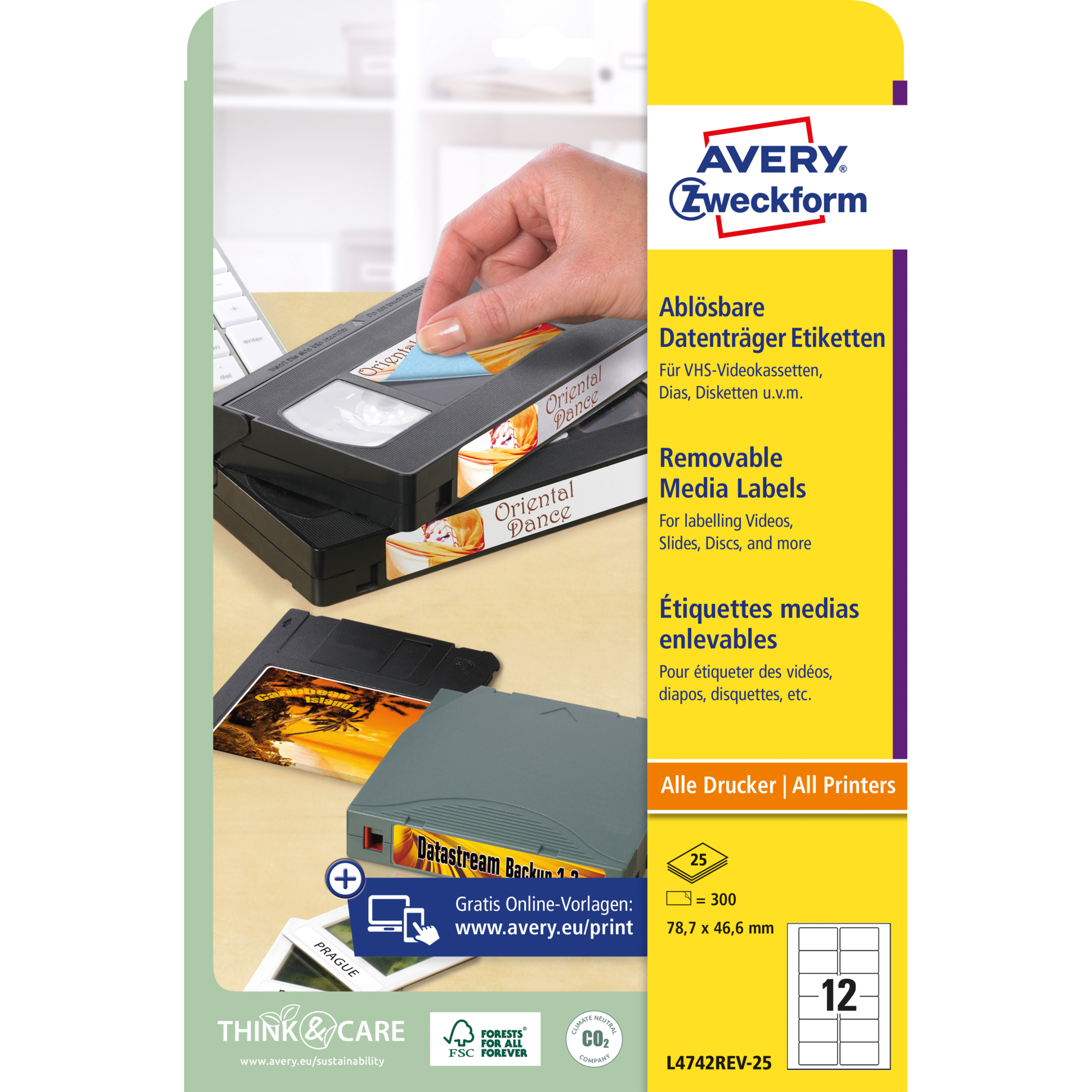 Etikett für VHS-Videokassetten