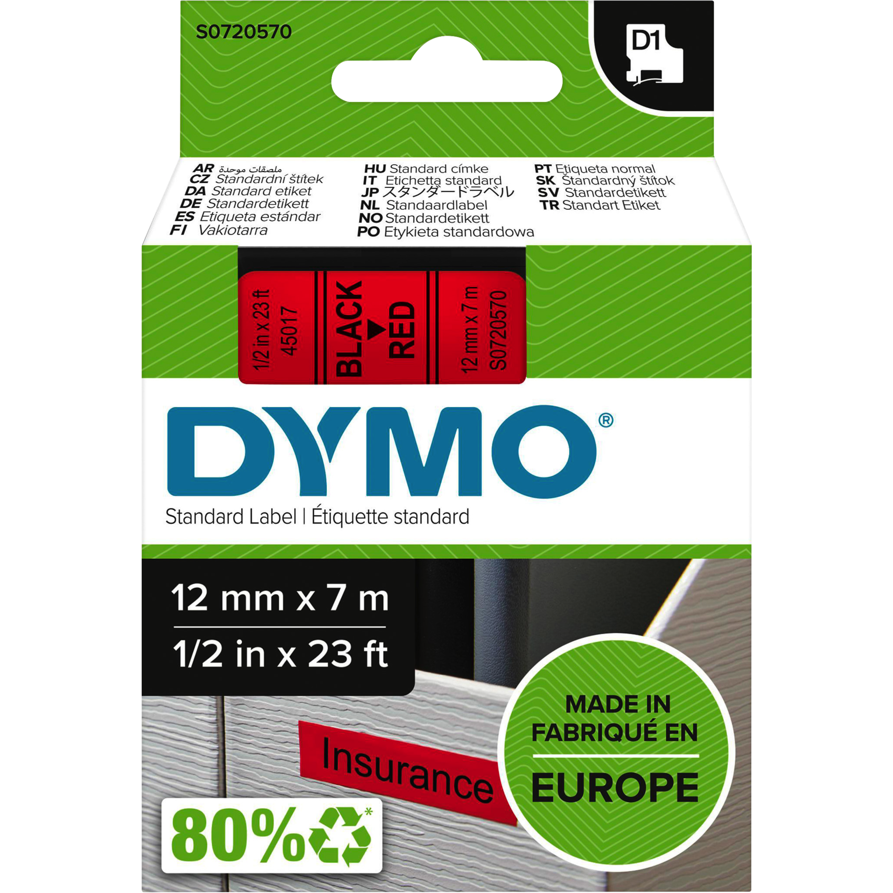 D1-Schriftbandkassette, 12 mm