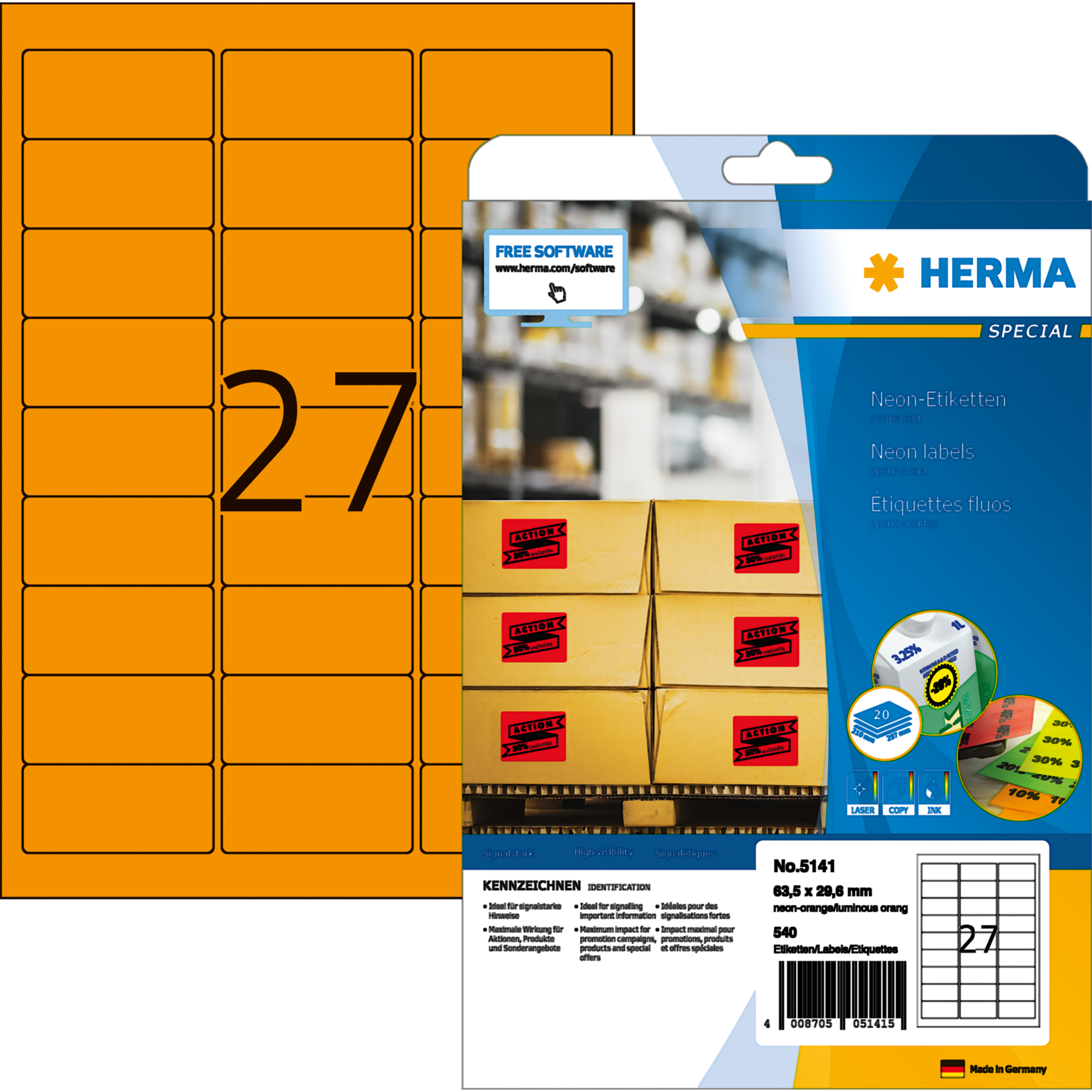 Neonetikett HERMA SPECIAL