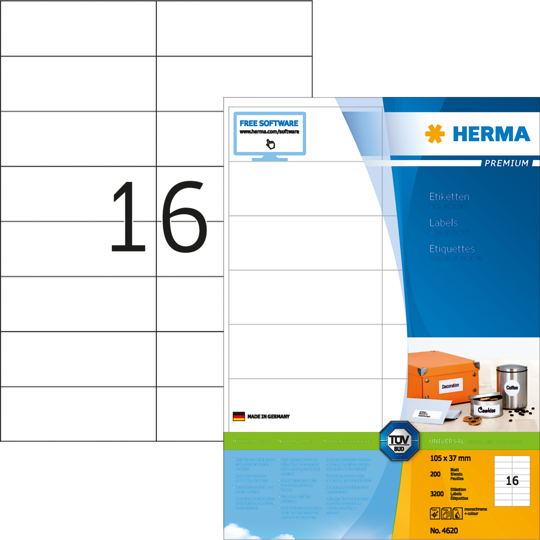 Universal-Etikett PREMIUM, ohne Rand, PG mit 200 BL