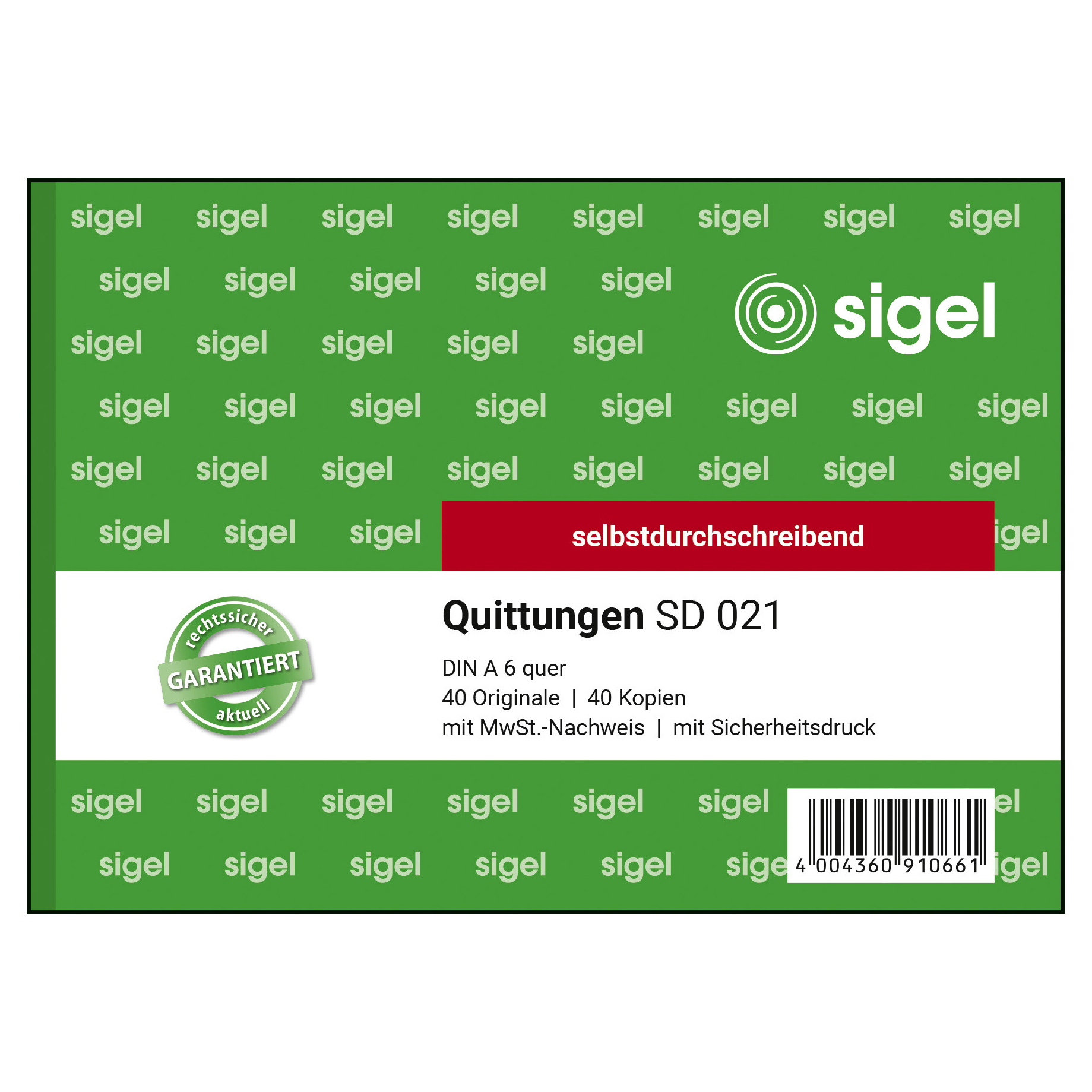 Quittung, selbstdurchschreibend