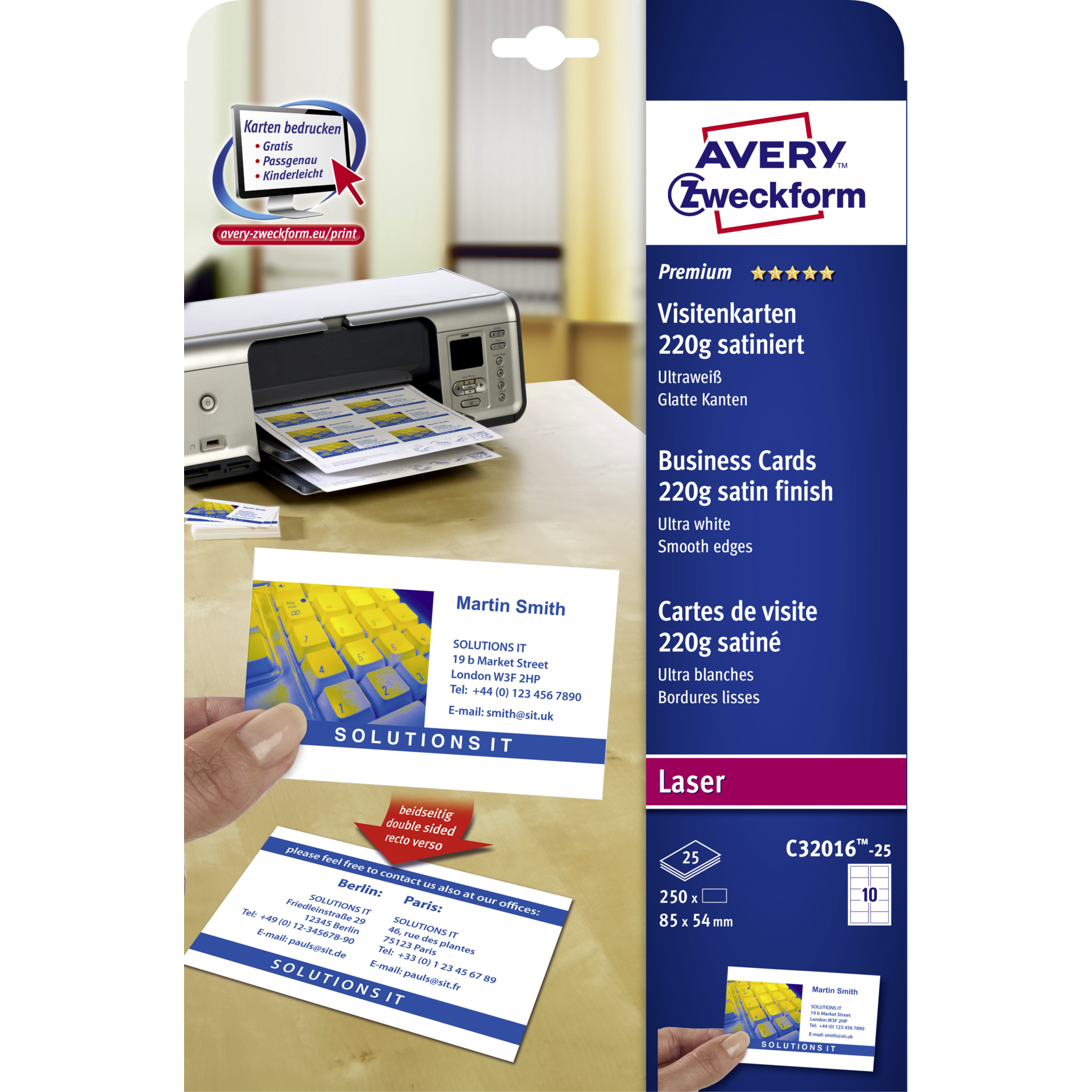 Premium Visitenkarte mit glatten Kanten